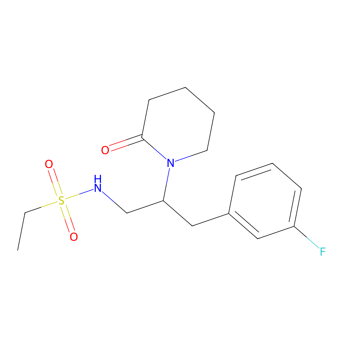 N-(3-(3-fluorophenyl)-2-(2-oxopiperidin-1-yl)propyl)ethanesulfonamide molecular structure, CAS 1421449-79-7