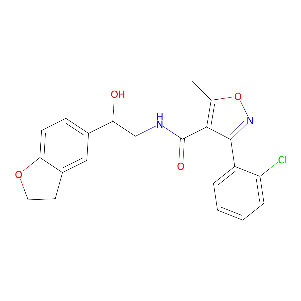 3-(2-chlorophenyl)-N-(2-(2,3-dihydrobenzofuran-5-yl)-2-hydroxyethyl)-5-methylisoxazole-4-carboxamide molecular structure, CAS 1421449-80-0