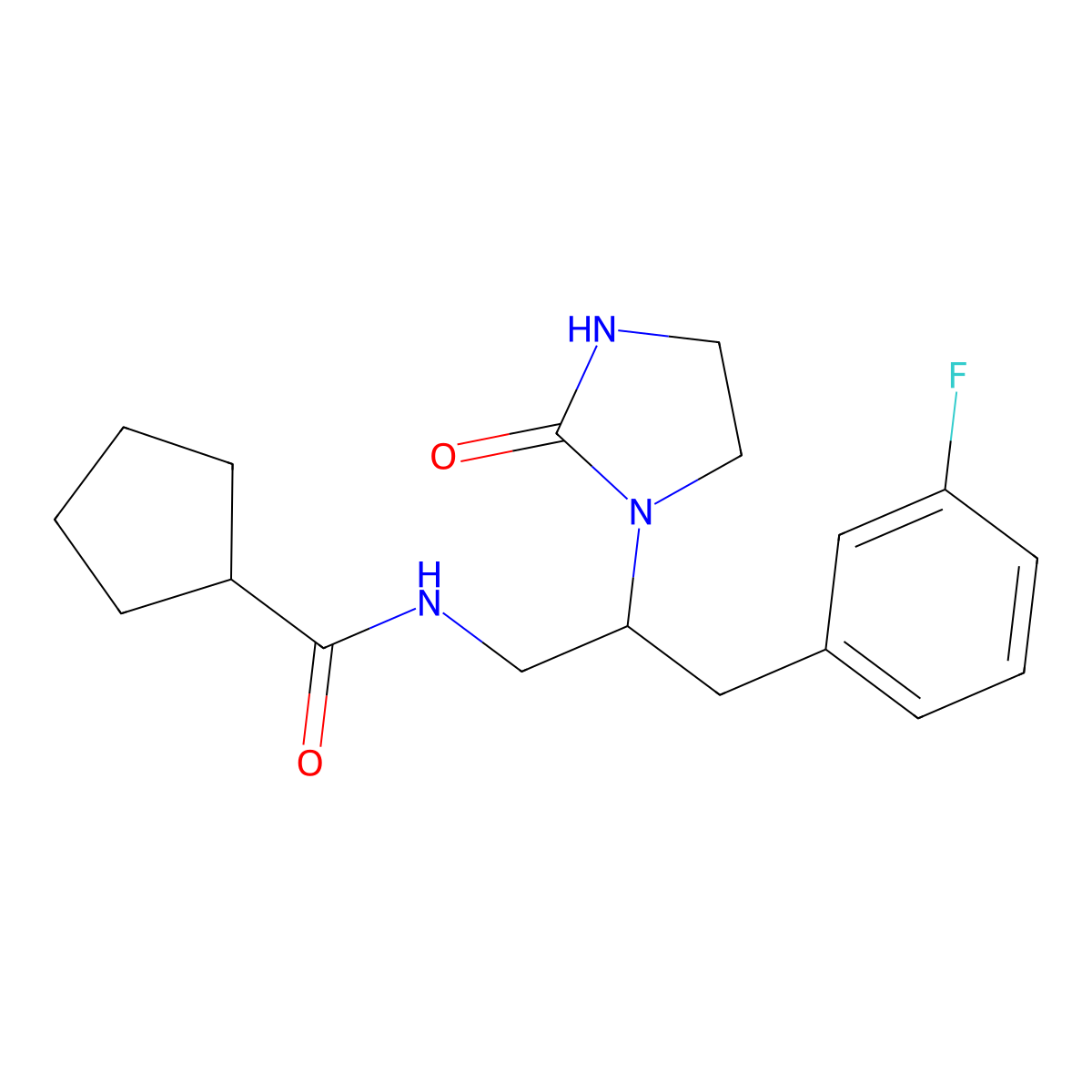 N-[3-(3-Fluorophenyl)-2-(2-oxoimidazolidin-1-YL)propyl]cyclopentanecarboxamide molecular structure, CAS 1421449-83-3