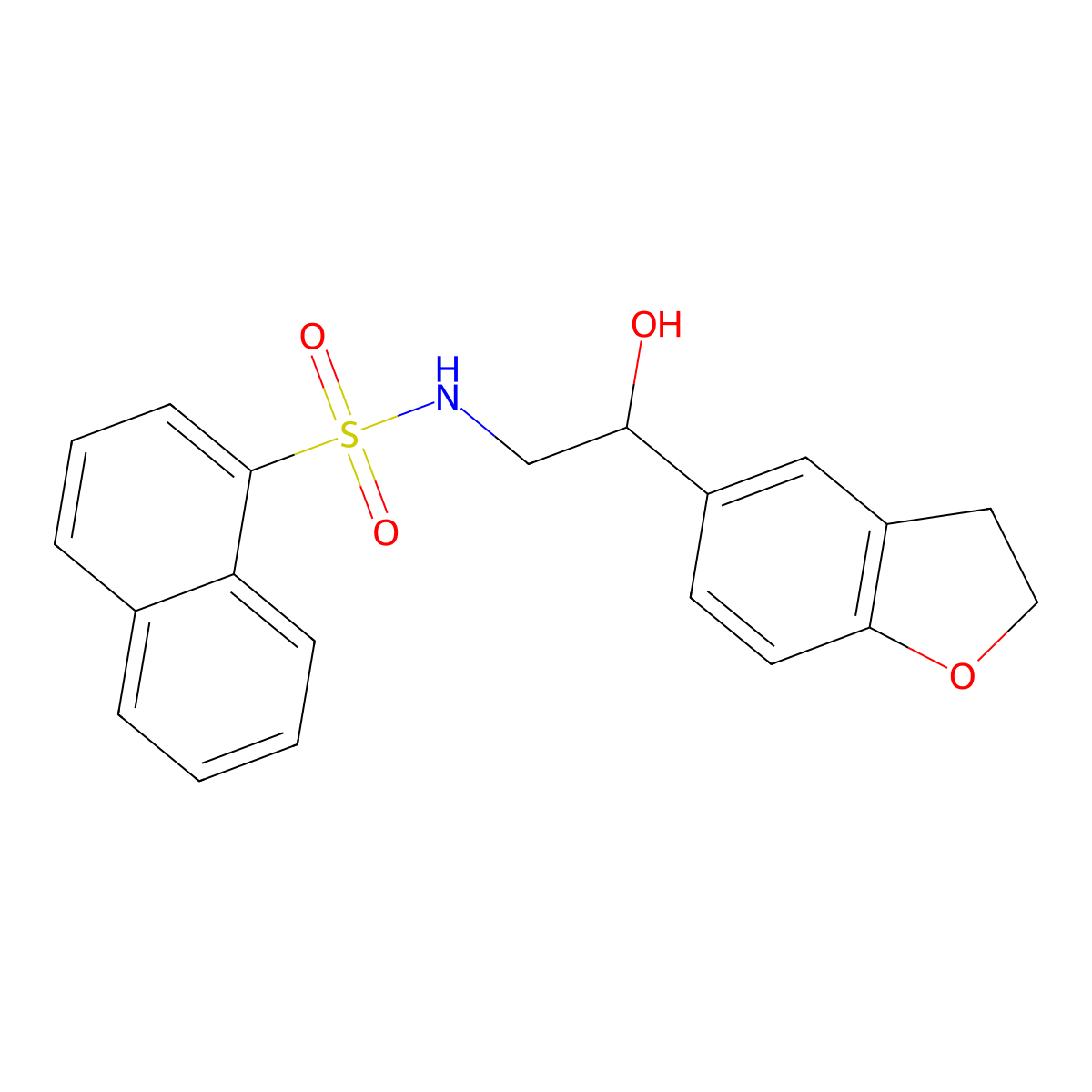 N-(2-(2,3-dihydrobenzofuran-5-yl)-2-hydroxyethyl)naphthalene-1-sulfonamide molecular structure, CAS 1421449-85-5