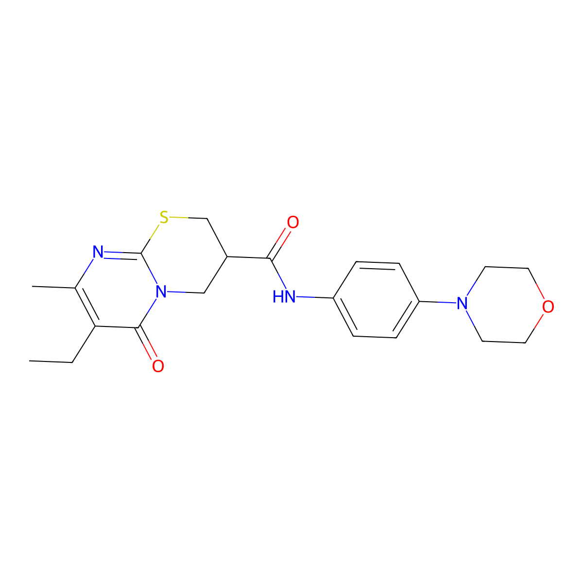 7-ethyl-8-methyl-N-(4-morpholinophenyl)-6-oxo-2,3,4,6-tetrahydropyrimido[2,1-b][1,3]thiazine-3-carboxamide molecular structure, CAS 1421449-88-8