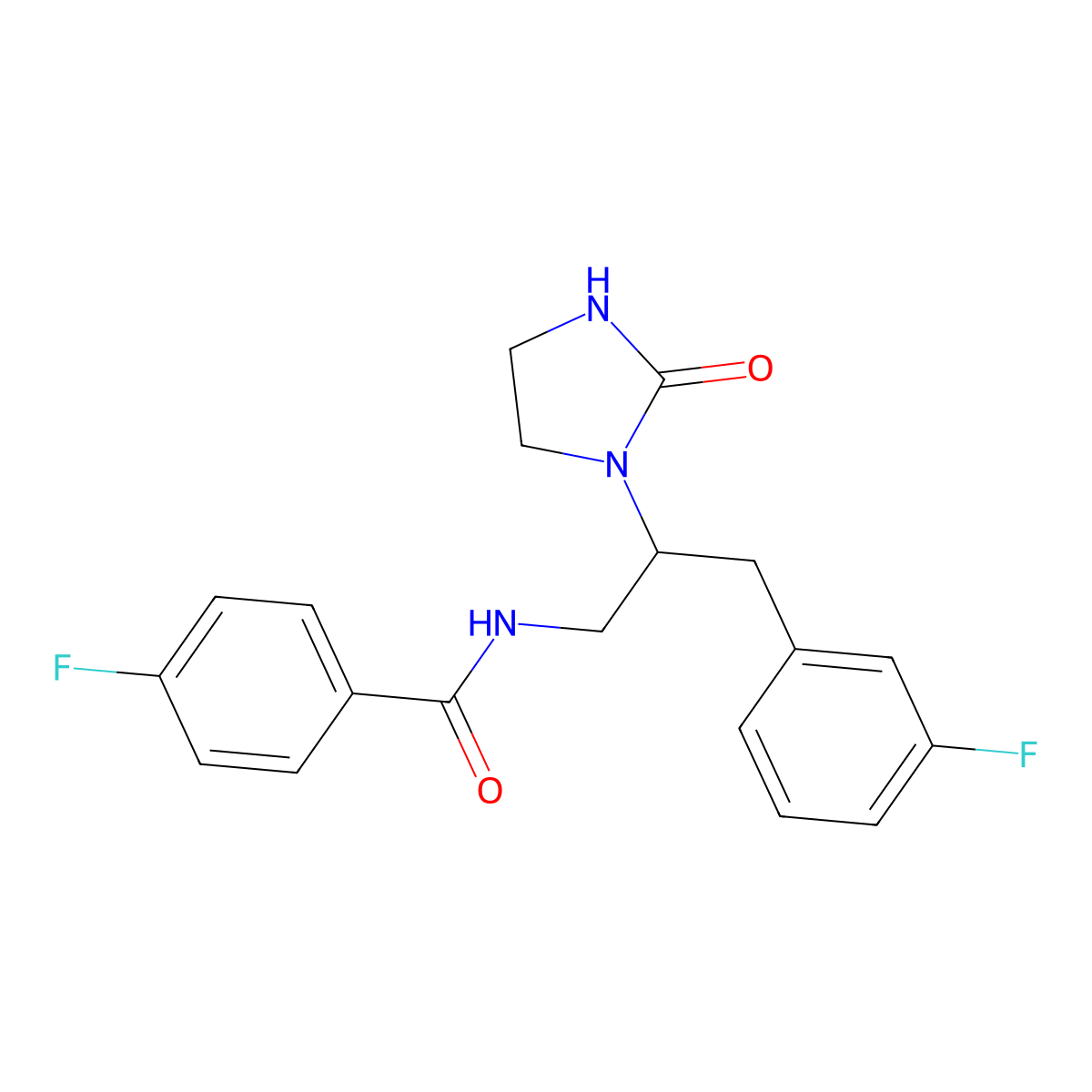 4-Fluoro-N-[3-(3-fluorophenyl)-2-(2-oxoimidazolidin-1-YL)propyl]benzamide molecular structure, CAS 1421449-89-9