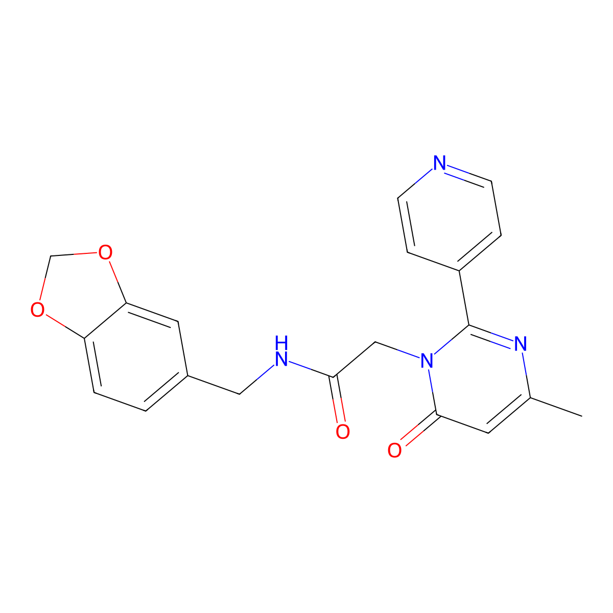 N-(benzo[d][1,3]dioxol-5-ylmethyl)-2-(4-methyl-6-oxo-2-(pyridin-4-yl)pyrimidin-1(6H)-yl)acetamide molecular structure, CAS 1421450-02-3