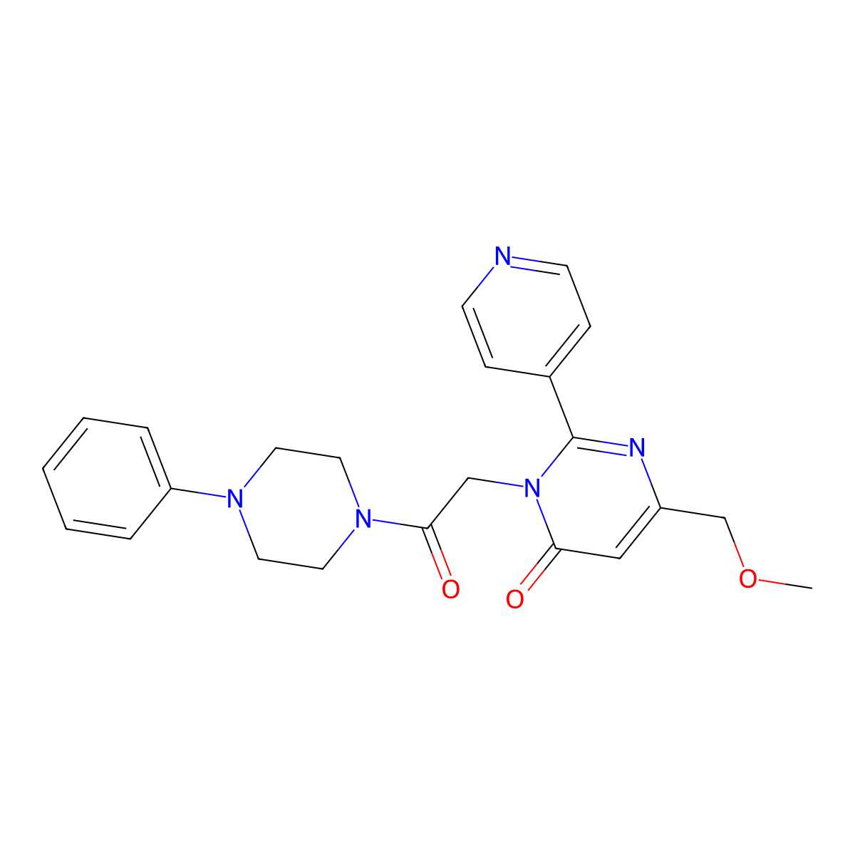 6-(methoxymethyl)-3-(2-oxo-2-(4-phenylpiperazin-1-yl)ethyl)-2-(pyridin-4-yl)pyrimidin-4(3H)-one molecular structure, CAS 1421450-16-9