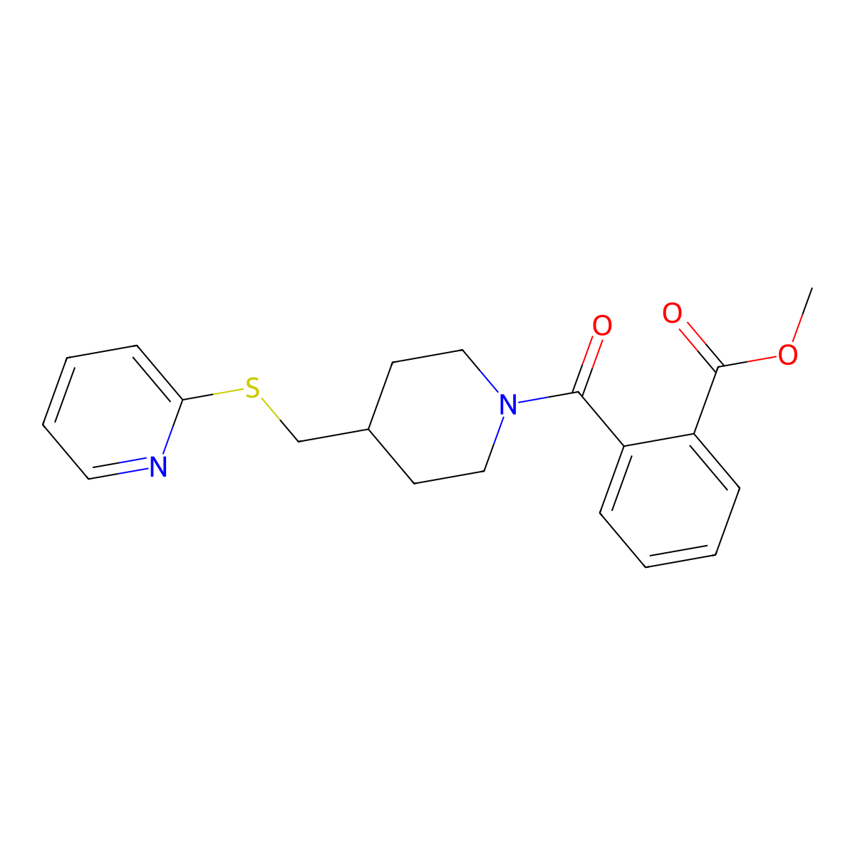 Methyl 2-(4-((pyridin-2-ylthio)methyl)piperidine-1-carbonyl)benzoate molecular structure, CAS 1421450-20-5