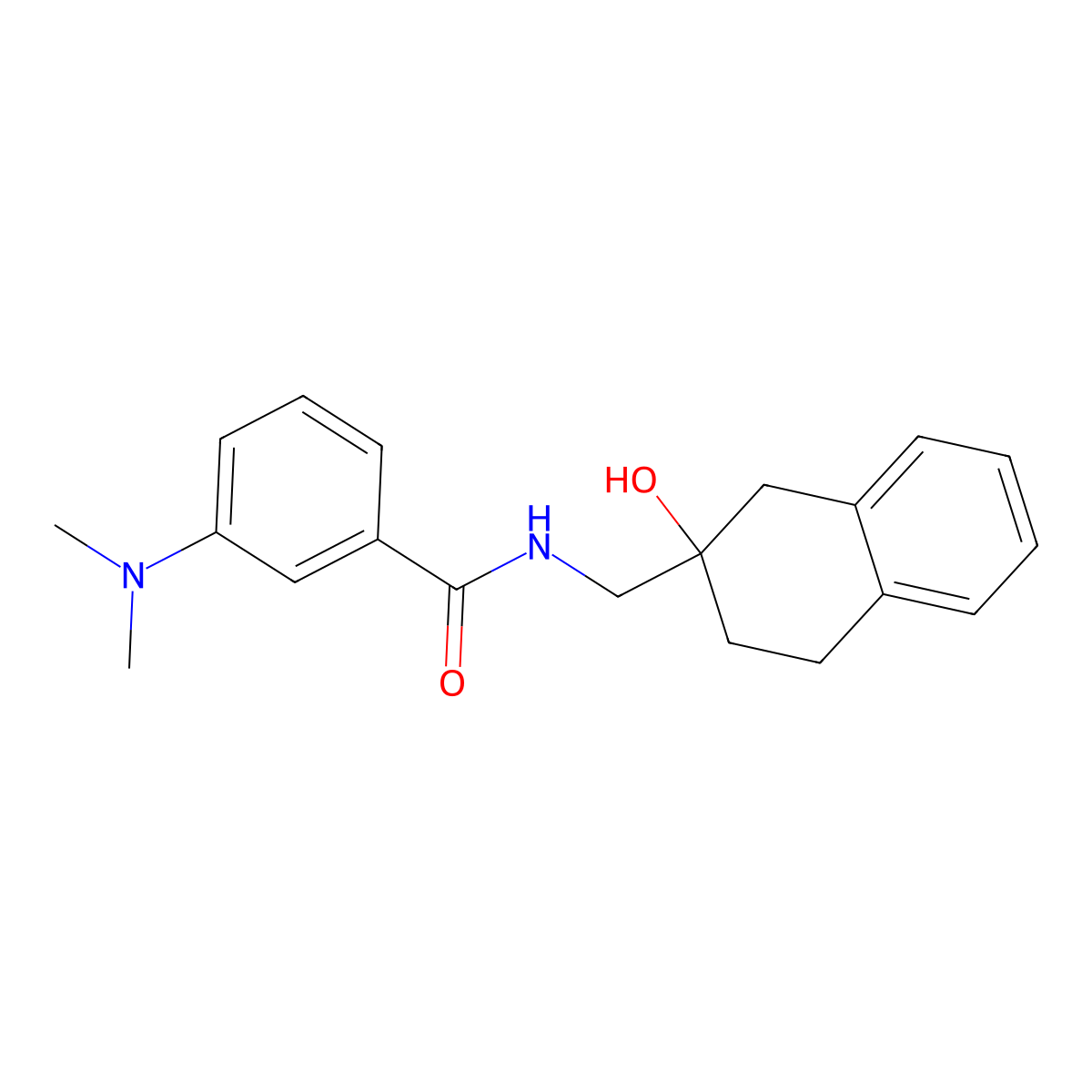3-(dimethylamino)-N-[(2-hydroxy-1,2,3,4-tetrahydronaphthalen-2-yl)methyl]benzamide molecular structure, CAS 1421450-22-7