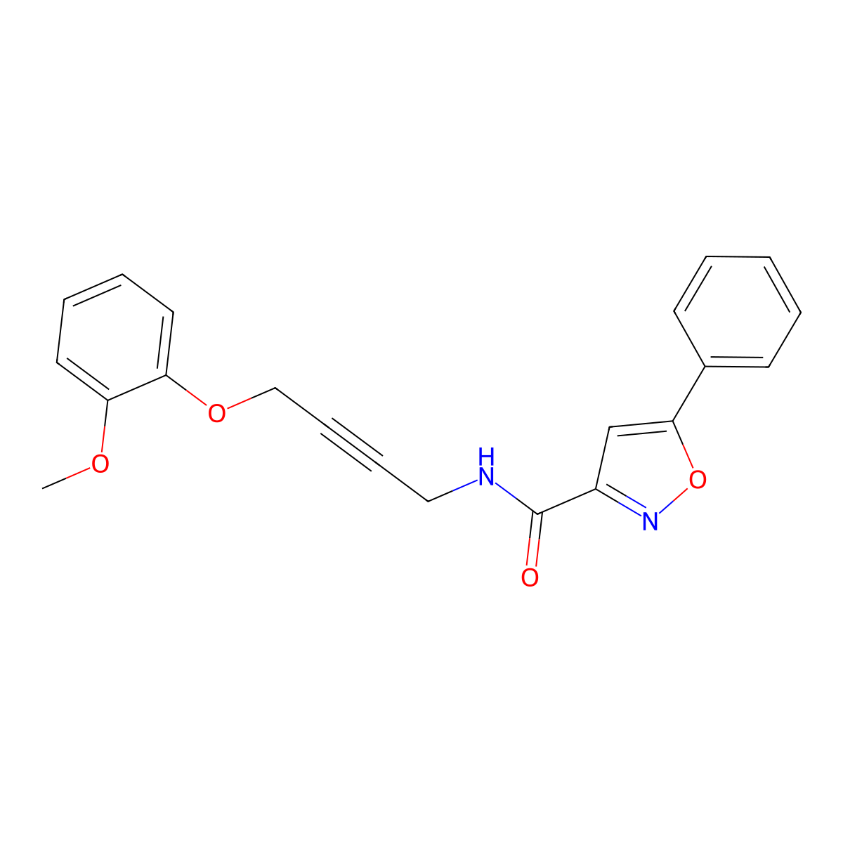 N-[4-(2-Methoxyphenoxy)but-2-YN-1-YL]-5-phenyl-1,2-oxazole-3-carboxamide molecular structure, CAS 1421450-37-4