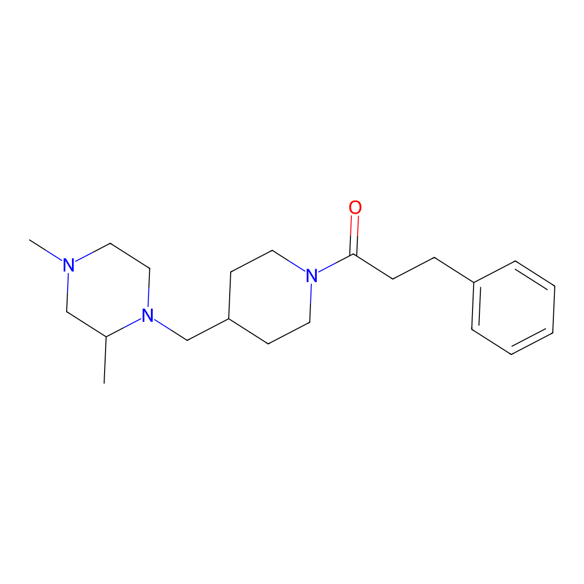 1-{4-[(2,4-Dimethylpiperazin-1-yl)methyl]piperidin-1-yl}-3-phenylpropan-1-one molecular structure, CAS 1421450-41-0