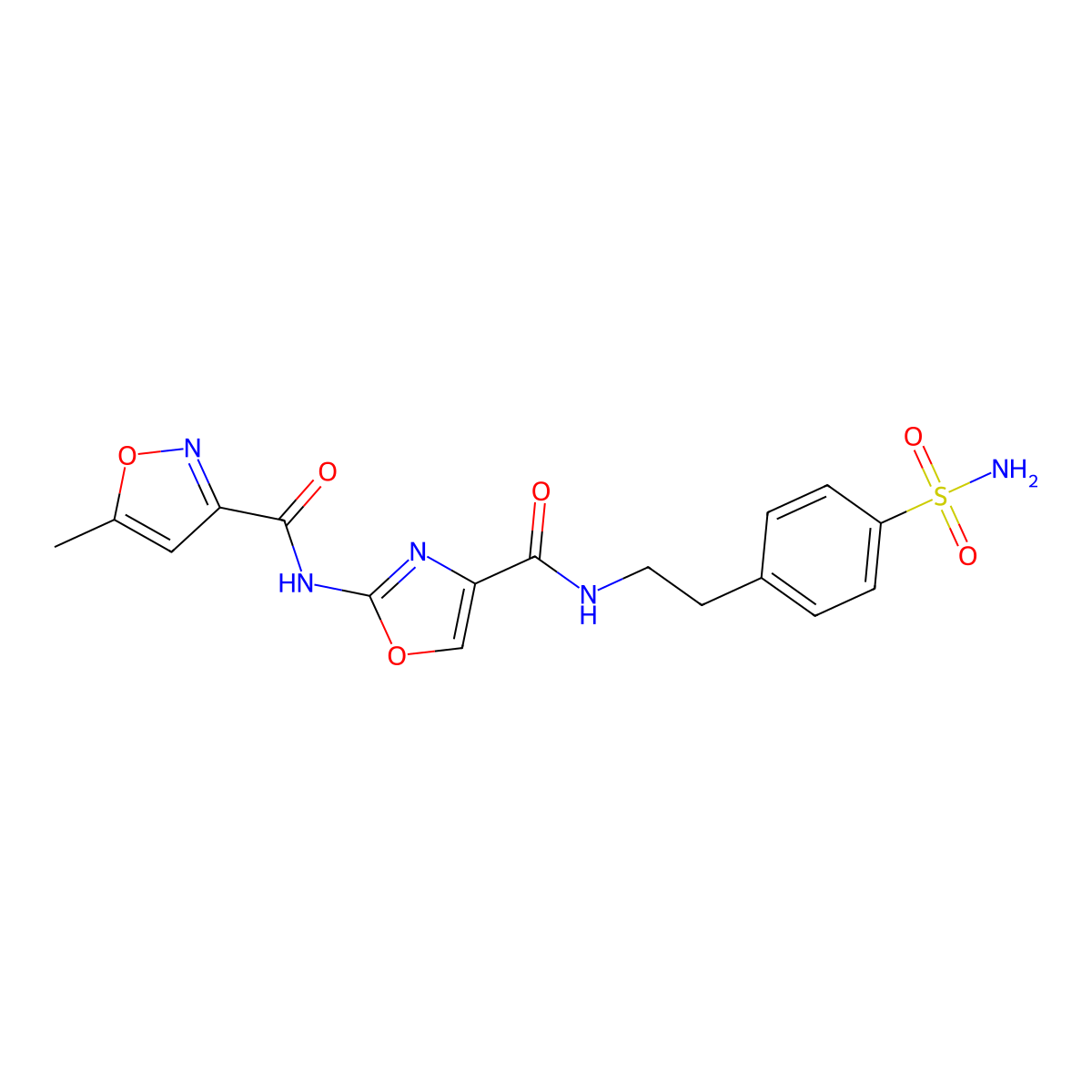 2-(5-methyl-1,2-oxazole-3-amido)-N-[2-(4-sulfamoylphenyl)ethyl]-1,3-oxazole-4-carboxamide molecular structure, CAS 1421450-51-2