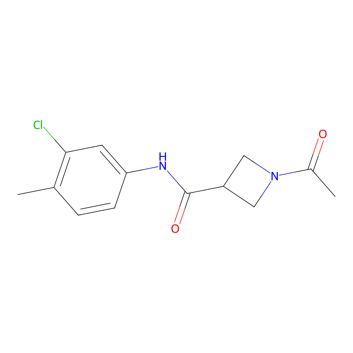 1-acetyl-N-(3-chloro-4-methylphenyl)azetidine-3-carboxamide molecular structure, CAS 1421450-54-5