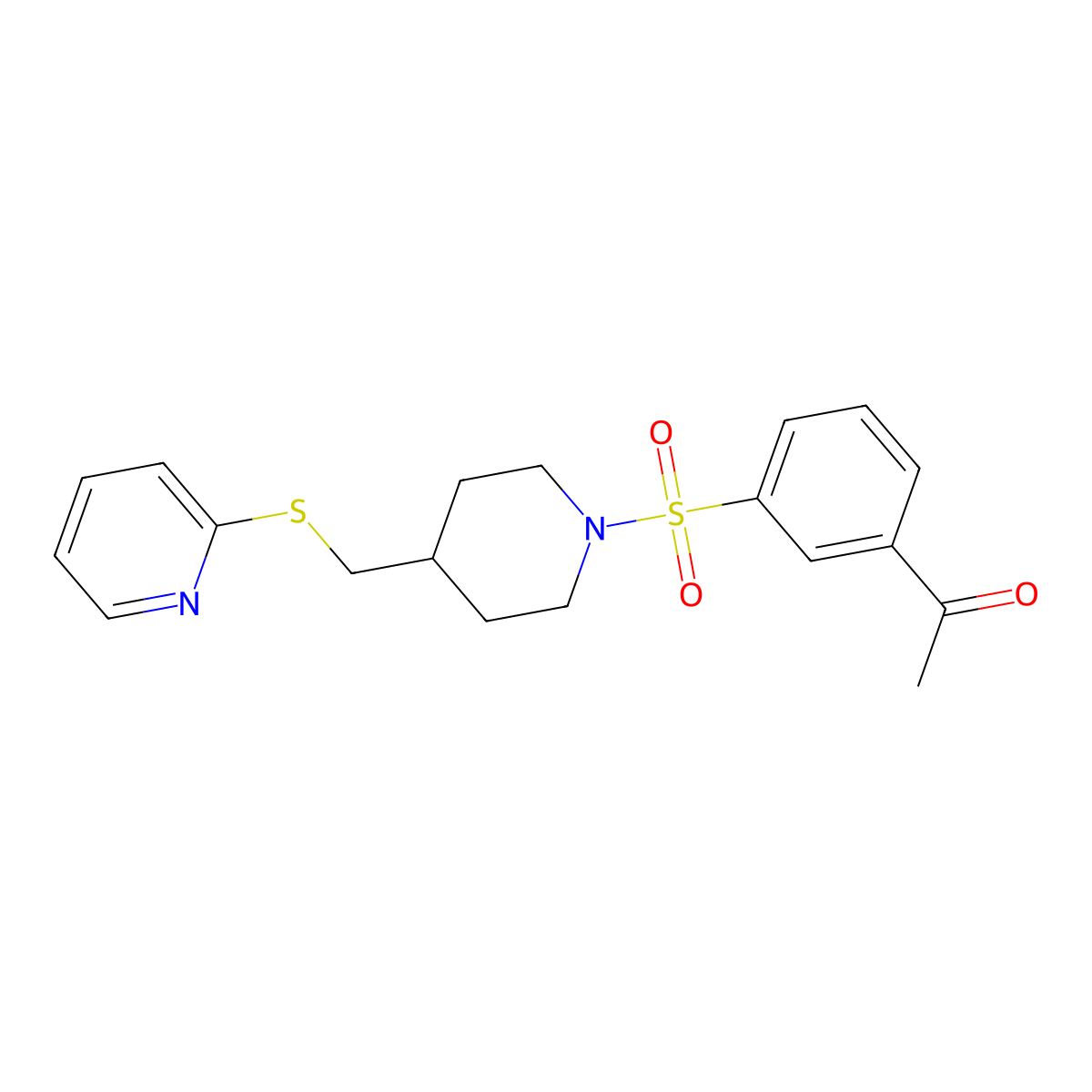 1-(3-((4-((Pyridin-2-ylthio)methyl)piperidin-1-yl)sulfonyl)phenyl)ethanone molecular structure, CAS 1421450-63-6