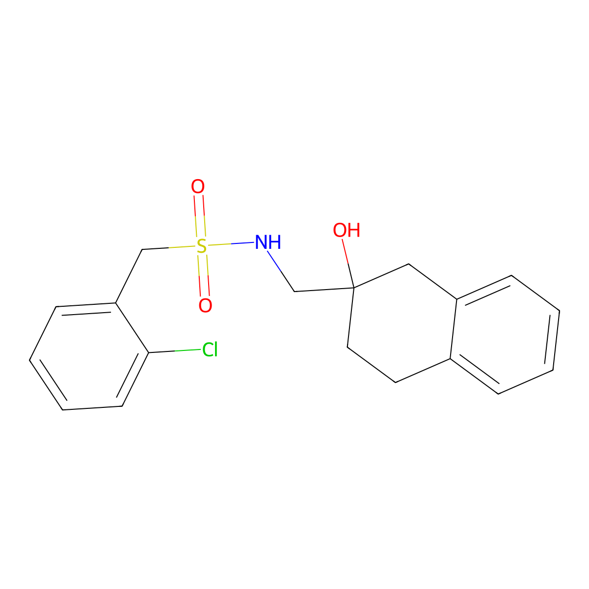 1-(2-chlorophenyl)-N-[(2-hydroxy-1,2,3,4-tetrahydronaphthalen-2-yl)methyl]methanesulfonamide molecular structure, CAS 1421450-65-8