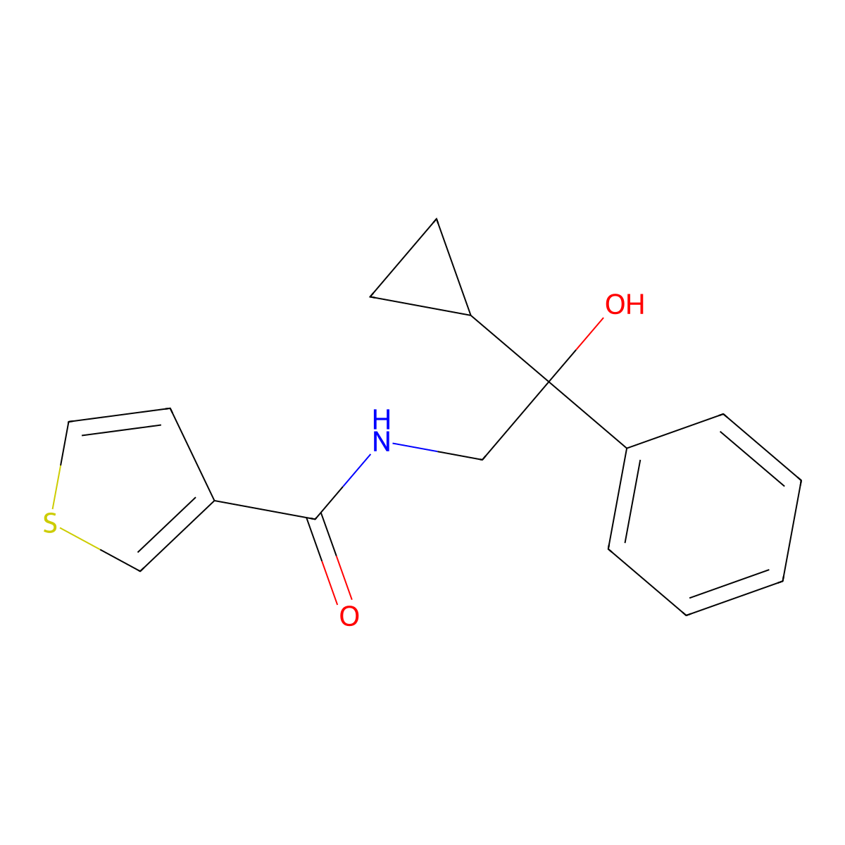 N-(2-cyclopropyl-2-hydroxy-2-phenylethyl)thiophene-3-carboxamide molecular structure, CAS 1421450-66-9