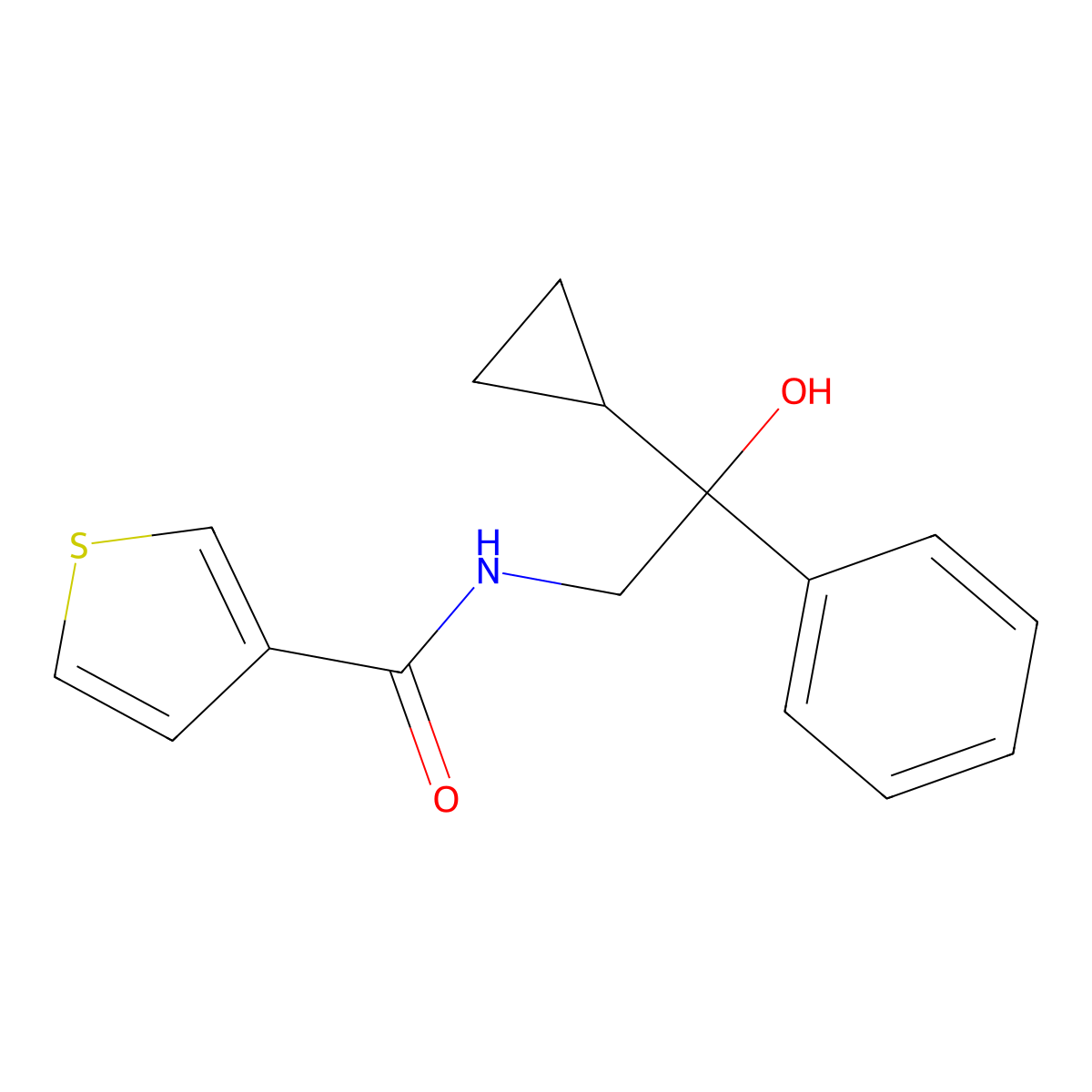 N-(2-cyclopropyl-2-hydroxy-2-phenylethyl)thiophene-3-carboxamide molecular structure, CAS 1421450-66-9