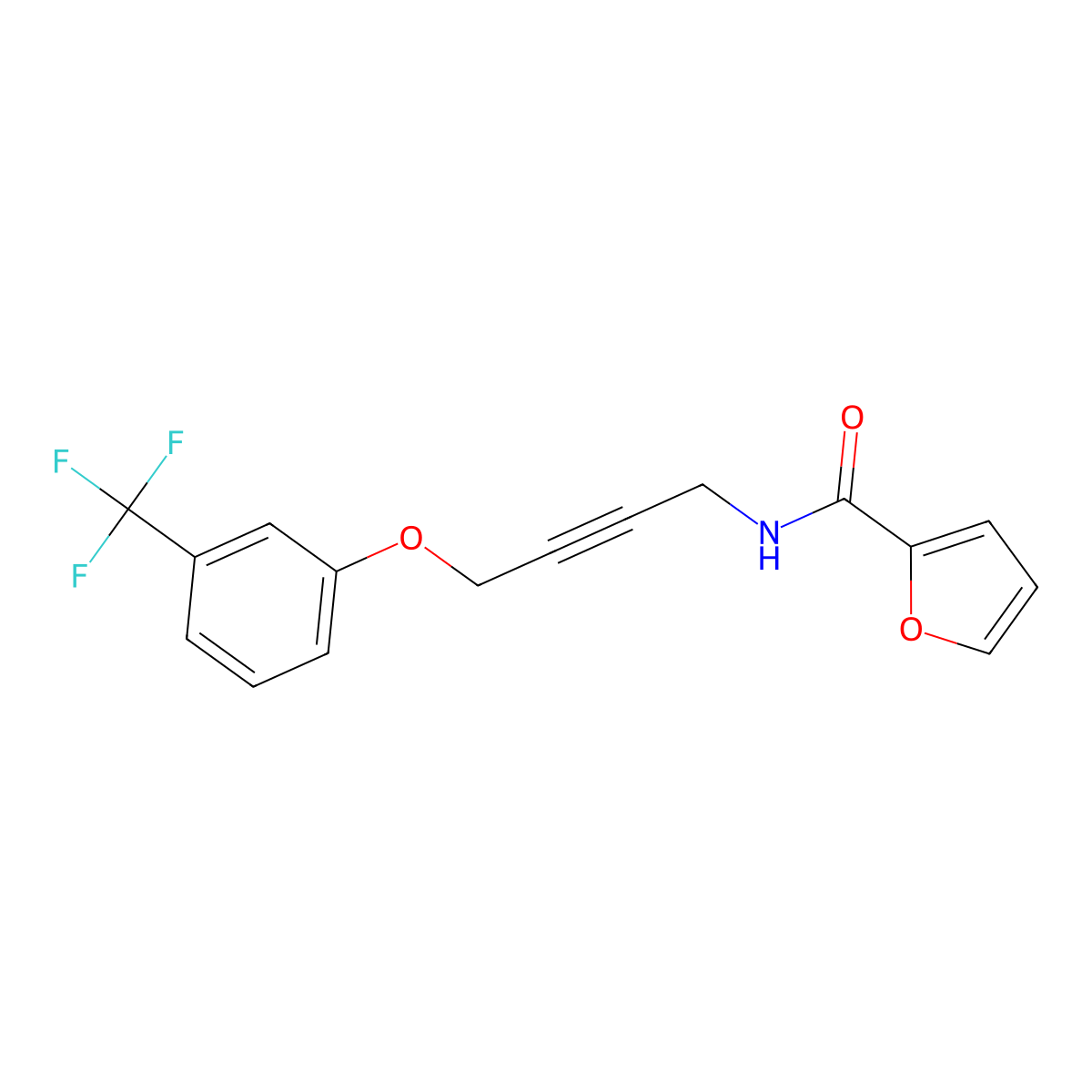 N-(4-(3-(trifluoromethyl)phenoxy)but-2-yn-1-yl)furan-2-carboxamide molecular structure, CAS 1421450-68-1