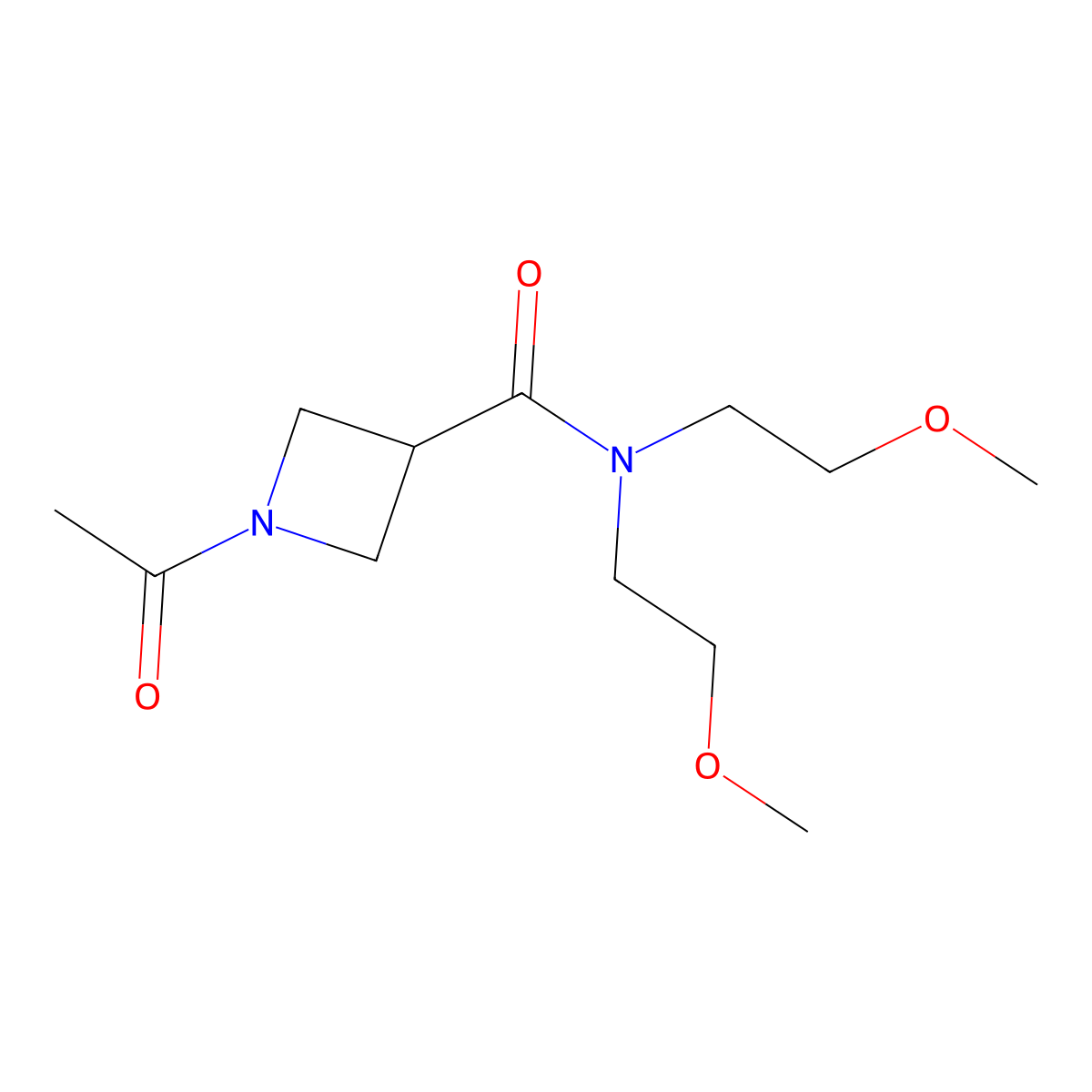 1-acetyl-N,N-bis(2-methoxyethyl)azetidine-3-carboxamide molecular structure, CAS 1421450-69-2