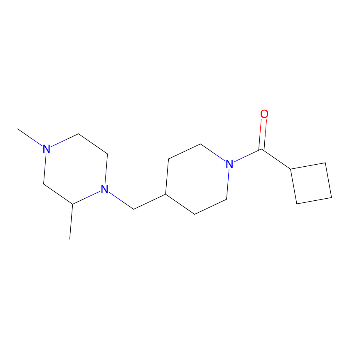 Cyclobutyl(4-((2,4-dimethylpiperazin-1-yl)methyl)piperidin-1-yl)methanone molecular structure, CAS 1421450-70-5