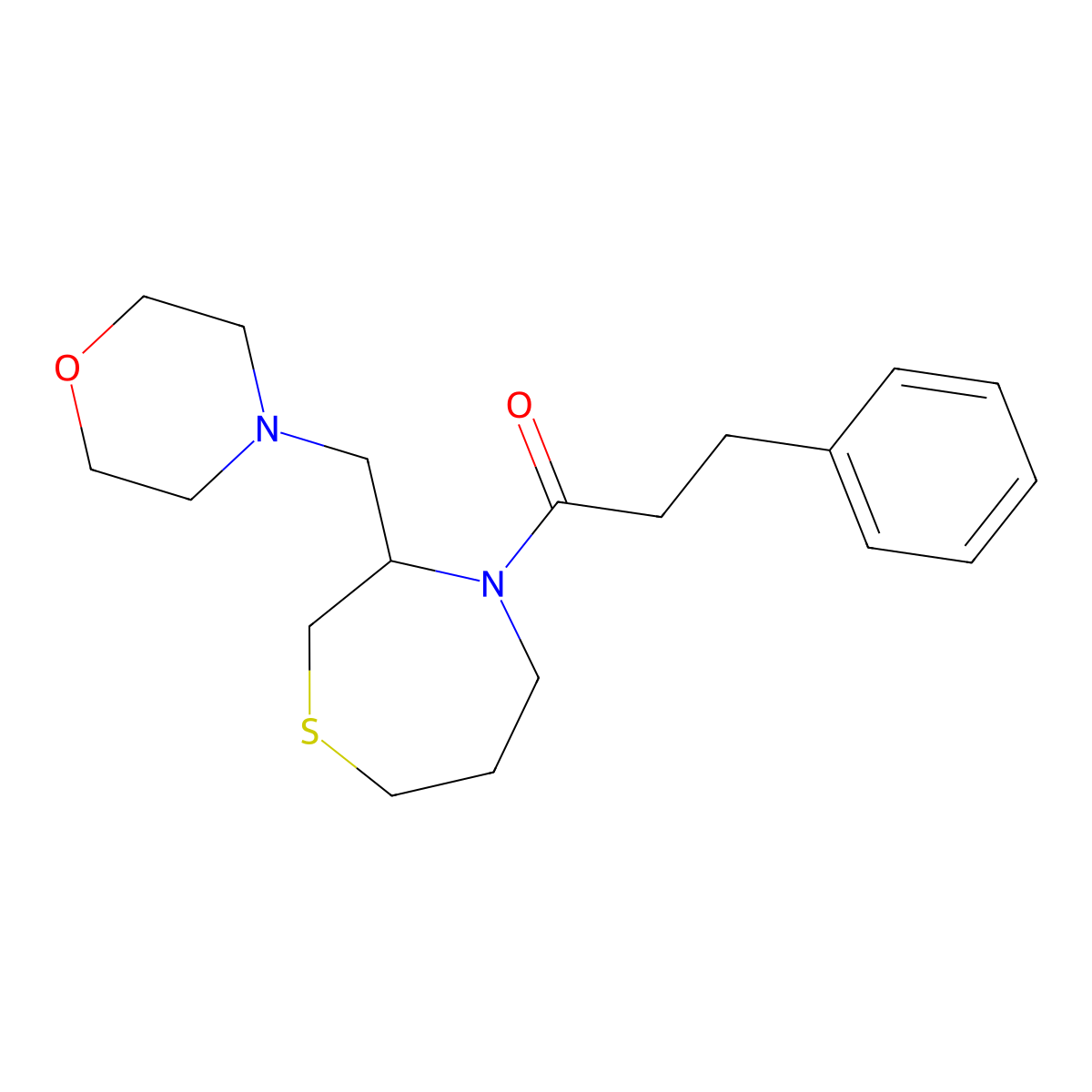 1-(3-(Morpholinomethyl)-1,4-thiazepan-4-yl)-3-phenylpropan-1-one molecular structure, CAS 1421450-72-7