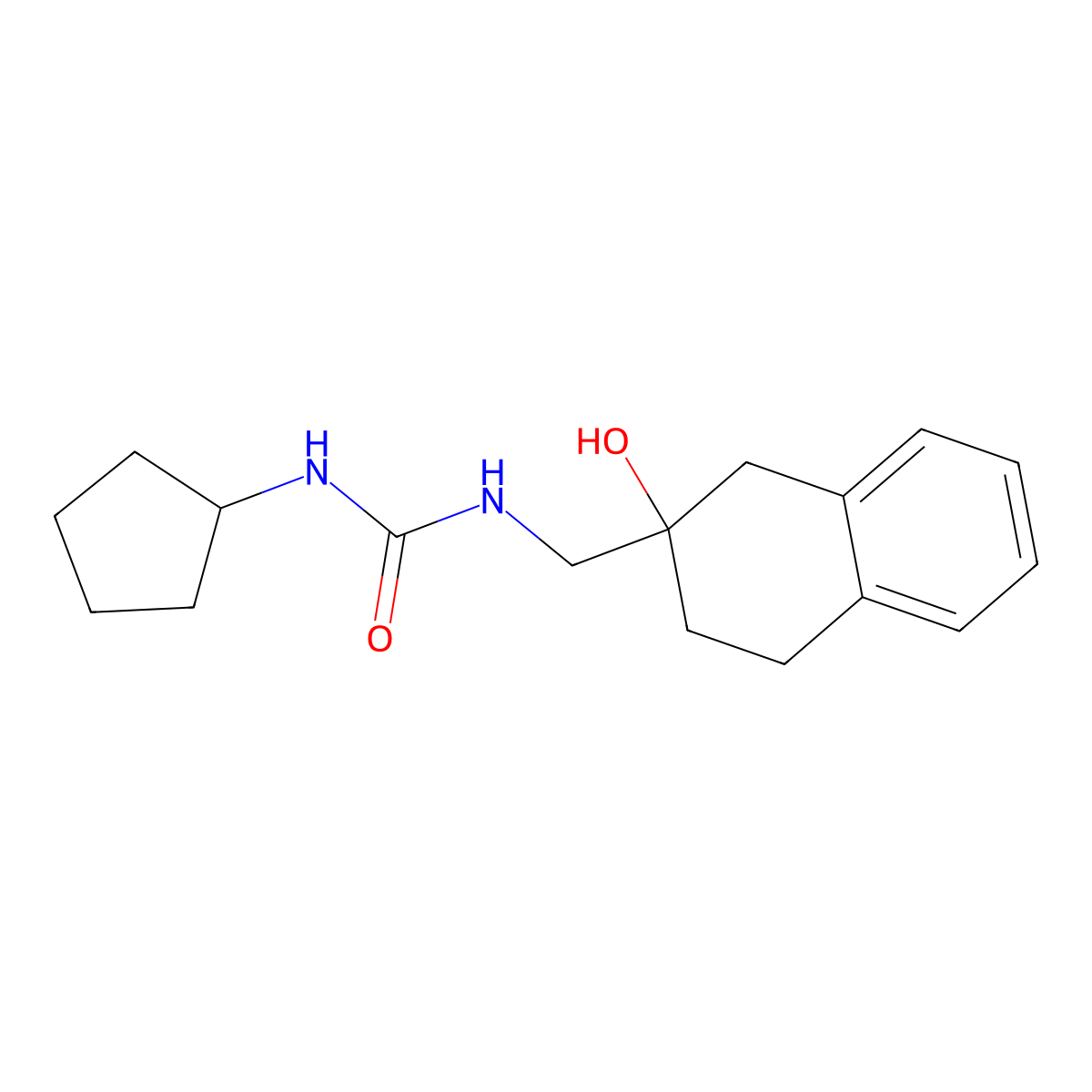 1-Cyclopentyl-3-((2-hydroxy-1,2,3,4-tetrahydronaphthalen-2-yl)methyl)urea molecular structure, CAS 1421450-81-8