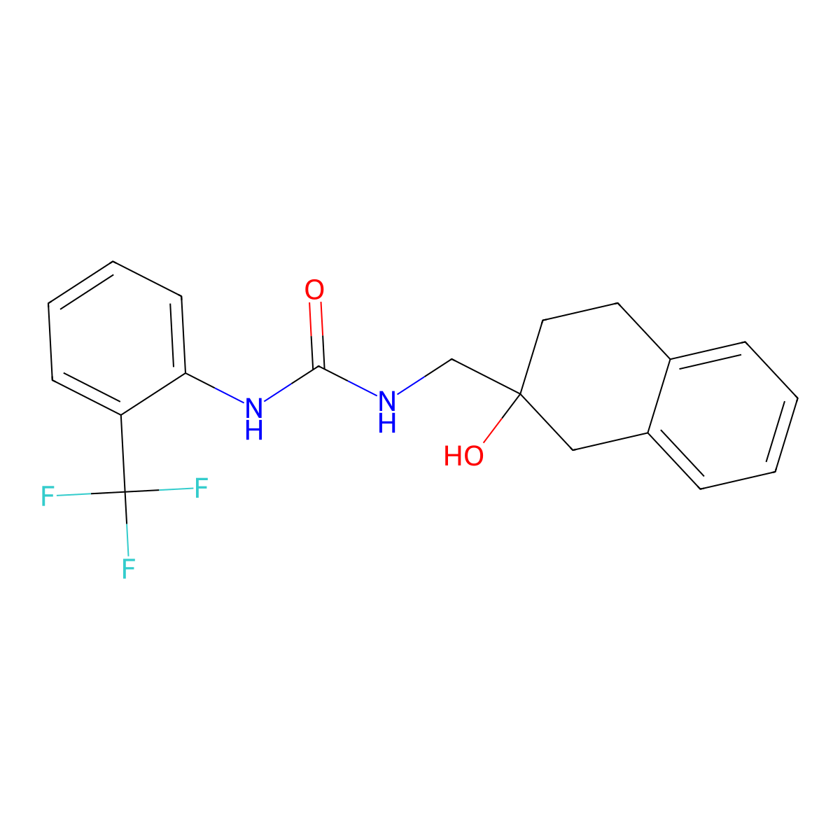 1-[(2-Hydroxy-1,2,3,4-tetrahydronaphthalen-2-yl)methyl]-3-[2-(trifluoromethyl)phenyl]urea molecular structure, CAS 1421450-88-5