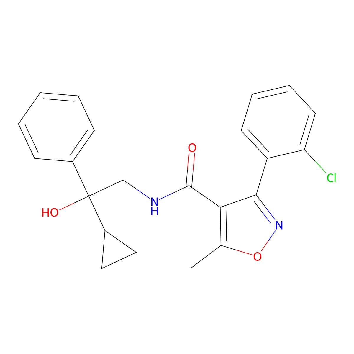 3-(2-chlorophenyl)-N-(2-cyclopropyl-2-hydroxy-2-phenylethyl)-5-methylisoxazole-4-carboxamide molecular structure, CAS 1421450-94-3