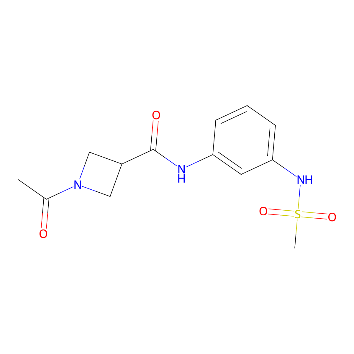 1-acetyl-N-(3-(methylsulfonamido)phenyl)azetidine-3-carboxamide molecular structure, CAS 1421451-01-5