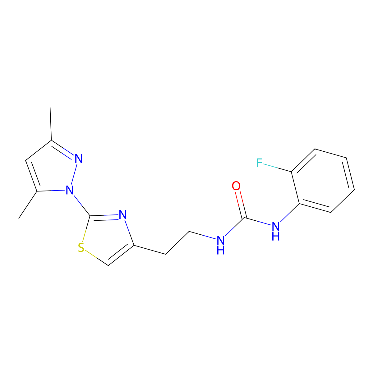 1-(2-(2-(3,5-dimethyl-1H-pyrazol-1-yl)thiazol-4-yl)ethyl)-3-(2-fluorophenyl)urea molecular structure, CAS 1421451-03-7
