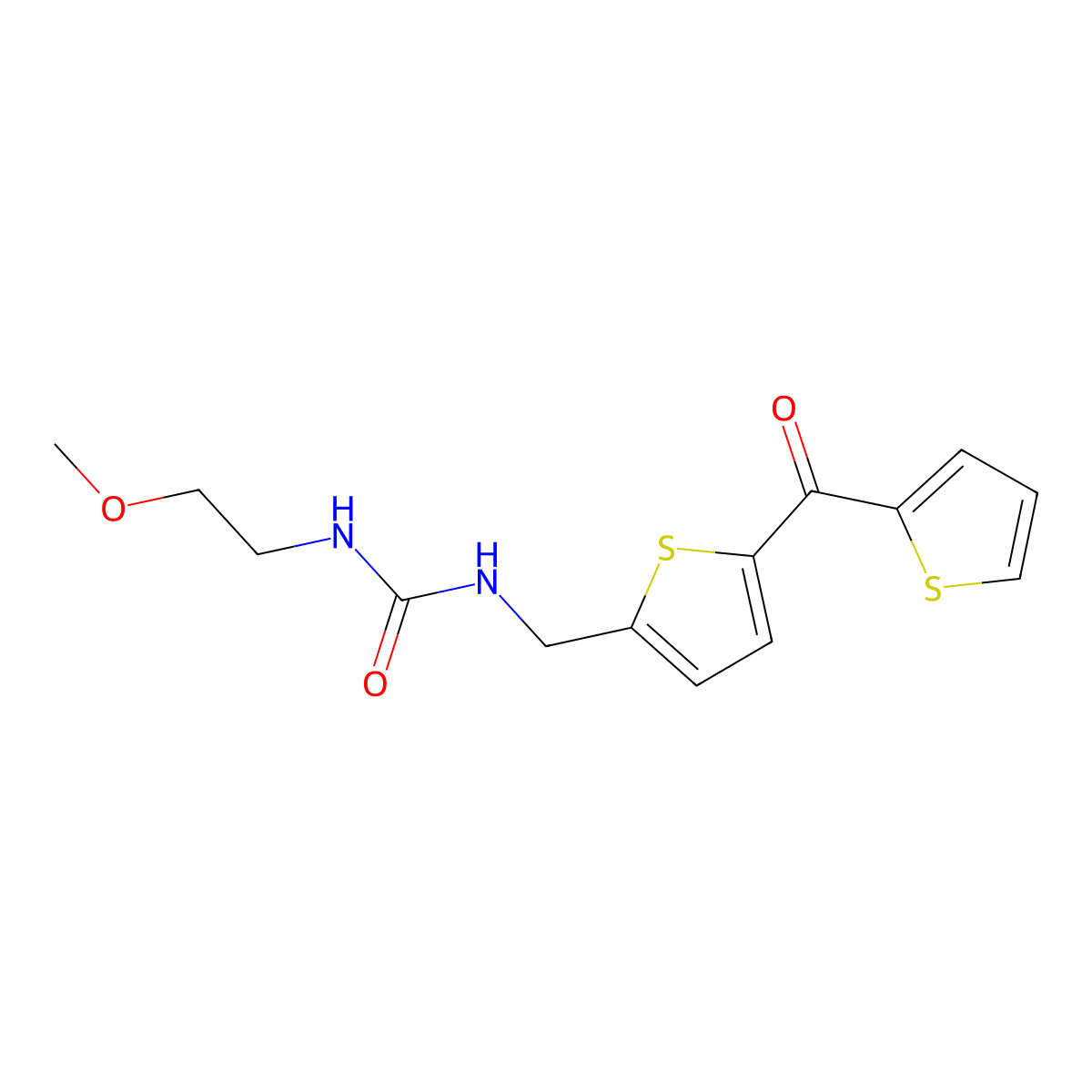 1-(2-Methoxyethyl)-3-((5-(thiophene-2-carbonyl)thiophen-2-yl)methyl)urea molecular structure, CAS 1421451-12-8