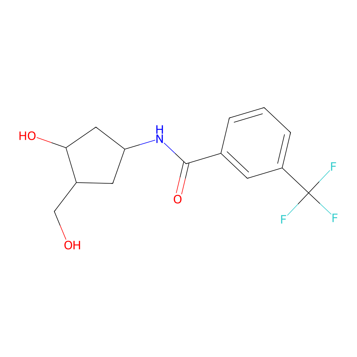 N-[3-Hydroxy-4-(hydroxymethyl)cyclopentyl]-3-(trifluoromethyl)benzamide molecular structure, CAS 1421451-15-1