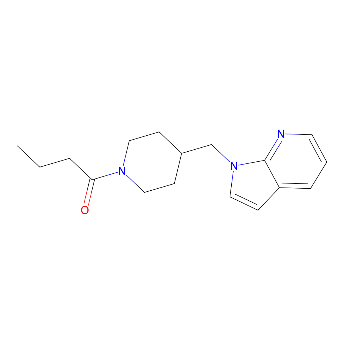 1-(4-((1H-pyrrolo[2,3-b]pyridin-1-yl)methyl)piperidin-1-yl)butan-1-one molecular structure, CAS 1421451-18-4