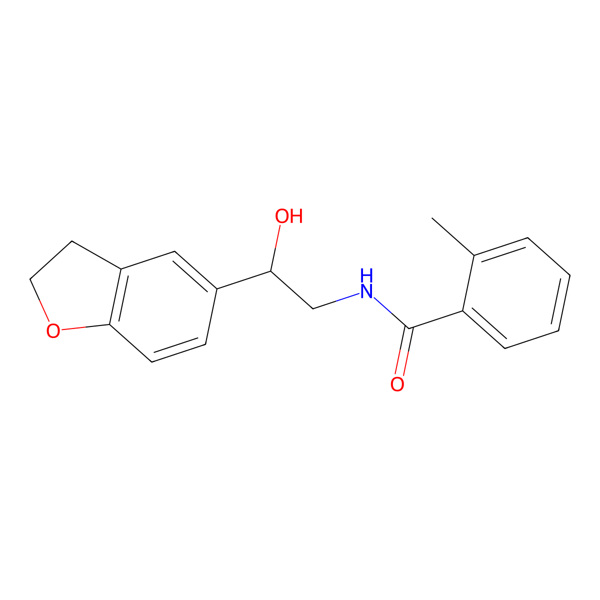 N-[2-(2,3-Dihydro-1-benzofuran-5-YL)-2-hydroxyethyl]-2-methylbenzamide molecular structure, CAS 1421451-20-8