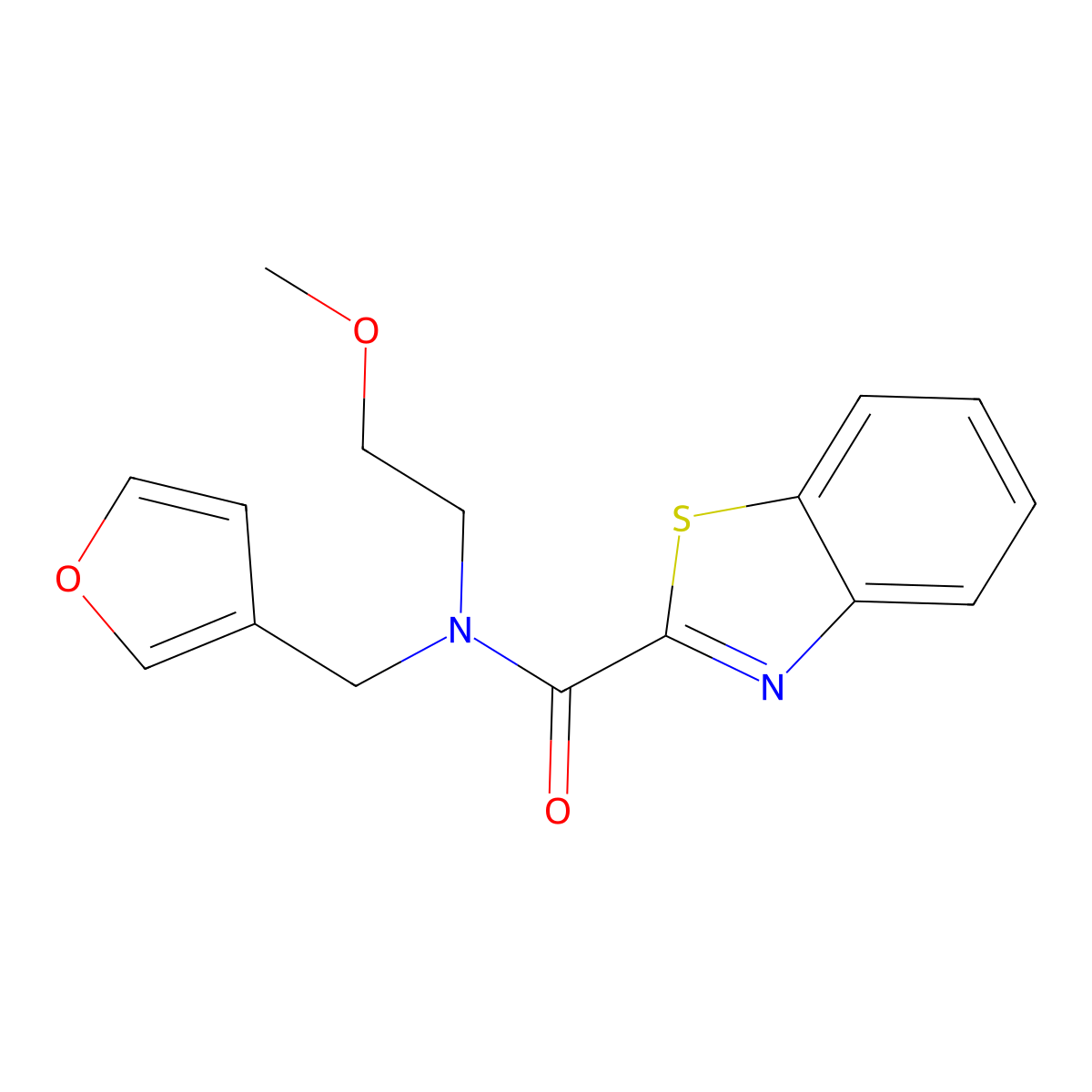 N-(furan-3-ylmethyl)-N-(2-methoxyethyl)benzo[d]thiazole-2-carboxamide molecular structure, CAS 1421451-26-4