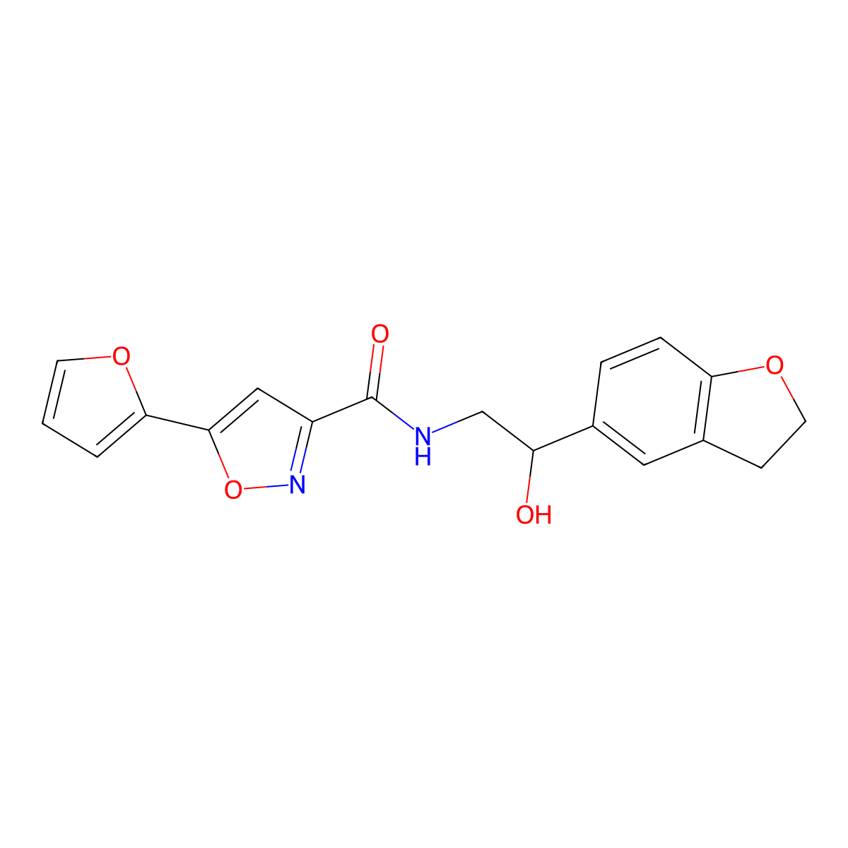 N-(2-(2,3-dihydrobenzofuran-5-yl)-2-hydroxyethyl)-5-(furan-2-yl)isoxazole-3-carboxamide molecular structure, CAS 1421451-27-5
