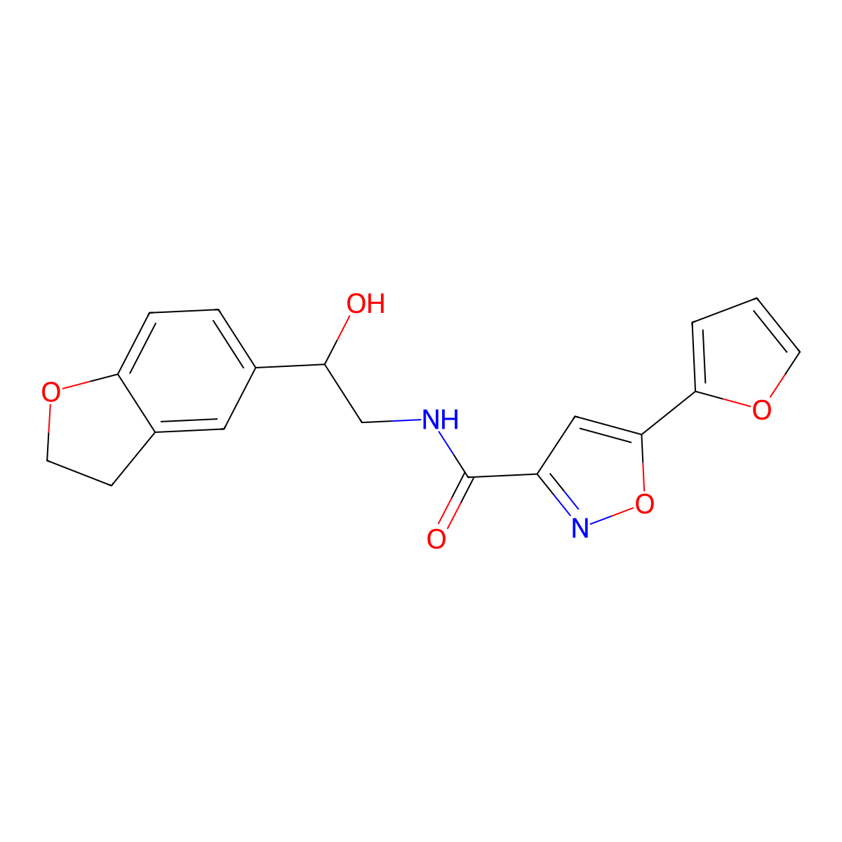 N-(2-(2,3-dihydrobenzofuran-5-yl)-2-hydroxyethyl)-5-(furan-2-yl)isoxazole-3-carboxamide molecular structure, CAS 1421451-27-5