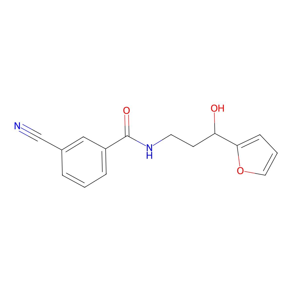 3-Cyano-N-[3-(furan-2-YL)-3-hydroxypropyl]benzamide molecular structure, CAS 1421451-38-8