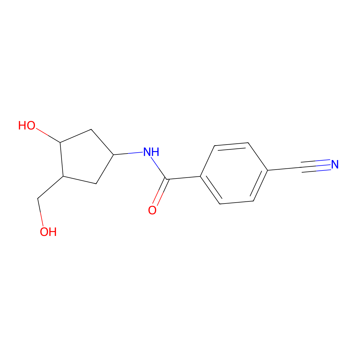 4-Cyano-N-[3-hydroxy-4-(hydroxymethyl)cyclopentyl]benzamide molecular structure, CAS 1421451-42-4