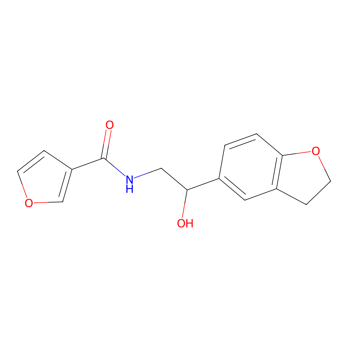N-(2-(2,3-dihydrobenzofuran-5-yl)-2-hydroxyethyl)furan-3-carboxamide molecular structure, CAS 1421451-43-5