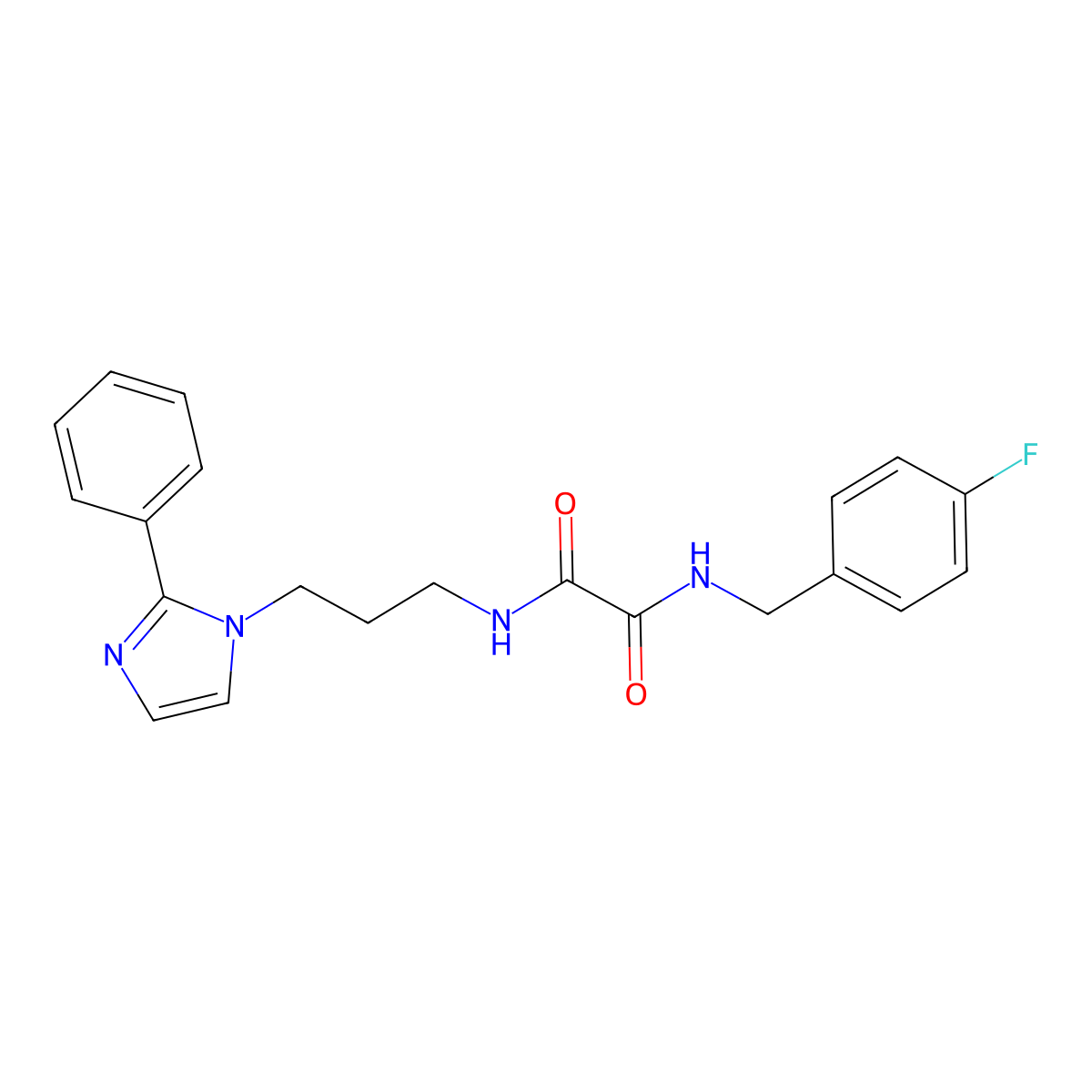 N1-(4-fluorobenzyl)-N2-(3-(2-phenyl-1H-imidazol-1-yl)propyl)oxalamide molecular structure, CAS 1421451-44-6