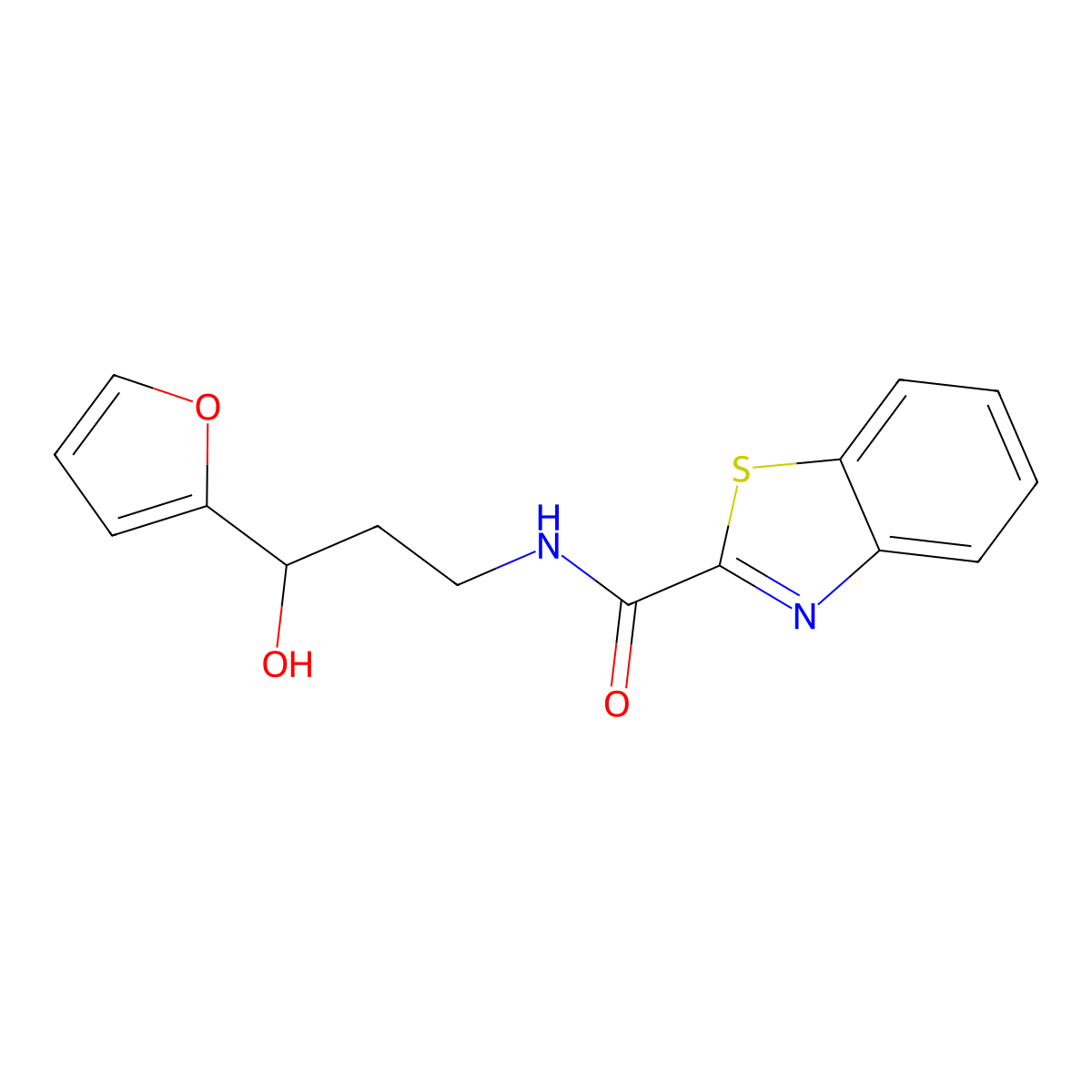 N-(3-(furan-2-yl)-3-hydroxypropyl)benzo[d]thiazole-2-carboxamide molecular structure, CAS 1421451-46-8