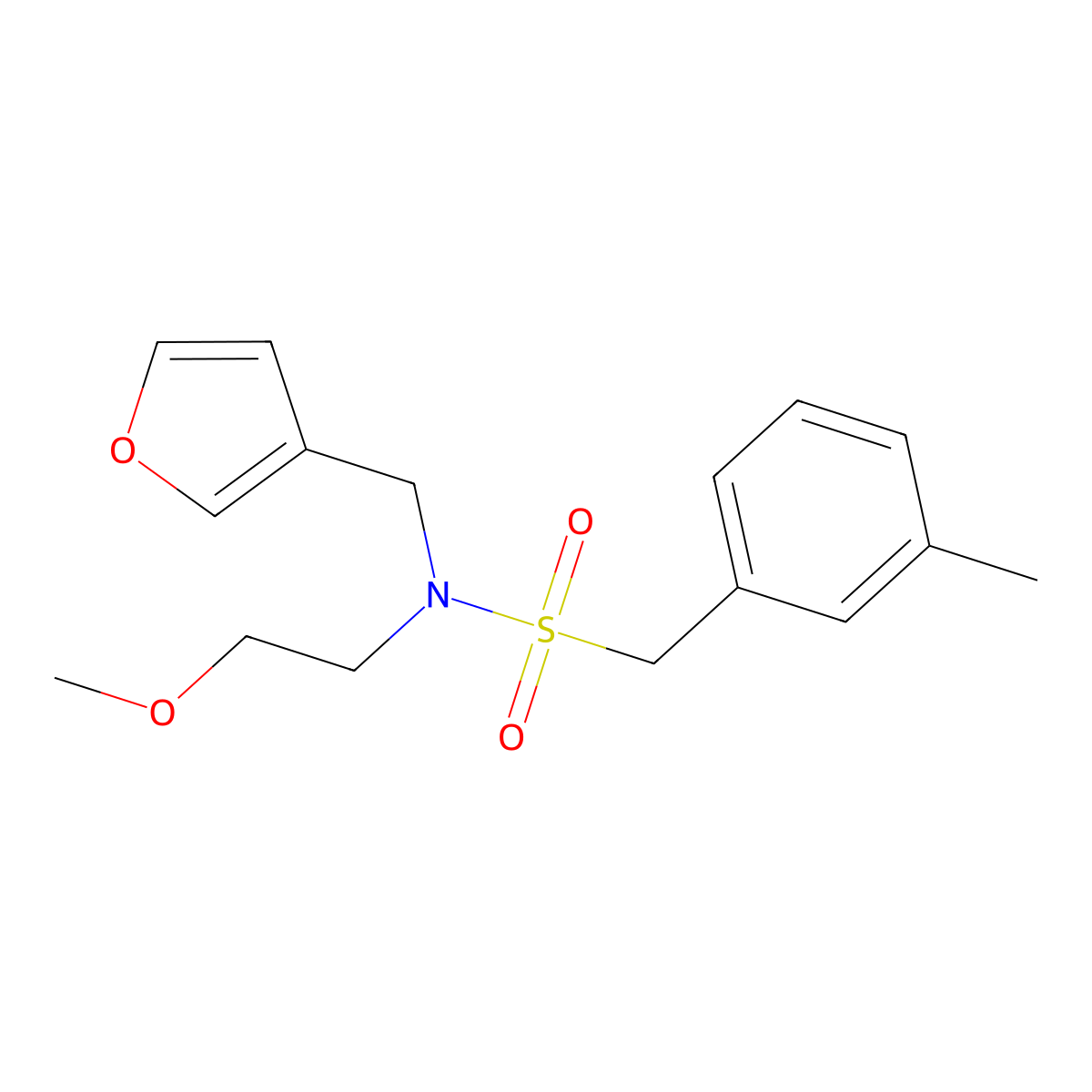 N-(furan-3-ylmethyl)-N-(2-methoxyethyl)-1-(m-tolyl)methanesulfonamide molecular structure, CAS 1421451-49-1