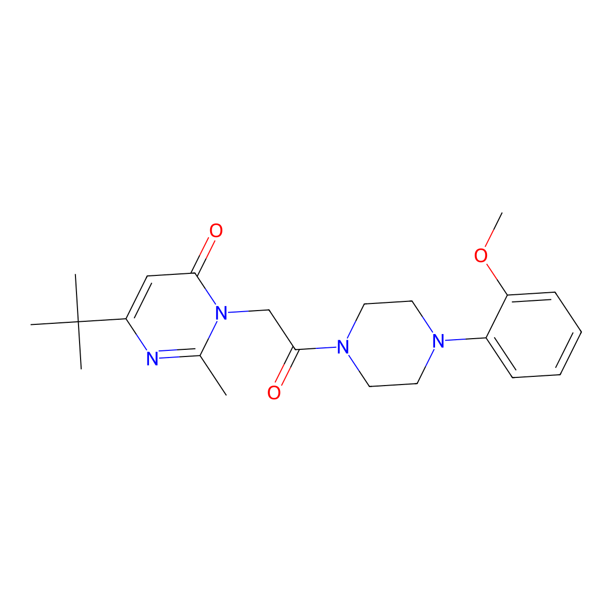 6-(tert-butyl)-3-(2-(4-(2-methoxyphenyl)piperazin-1-yl)-2-oxoethyl)-2-methylpyrimidin-4(3H)-one molecular structure, CAS 1421451-51-5