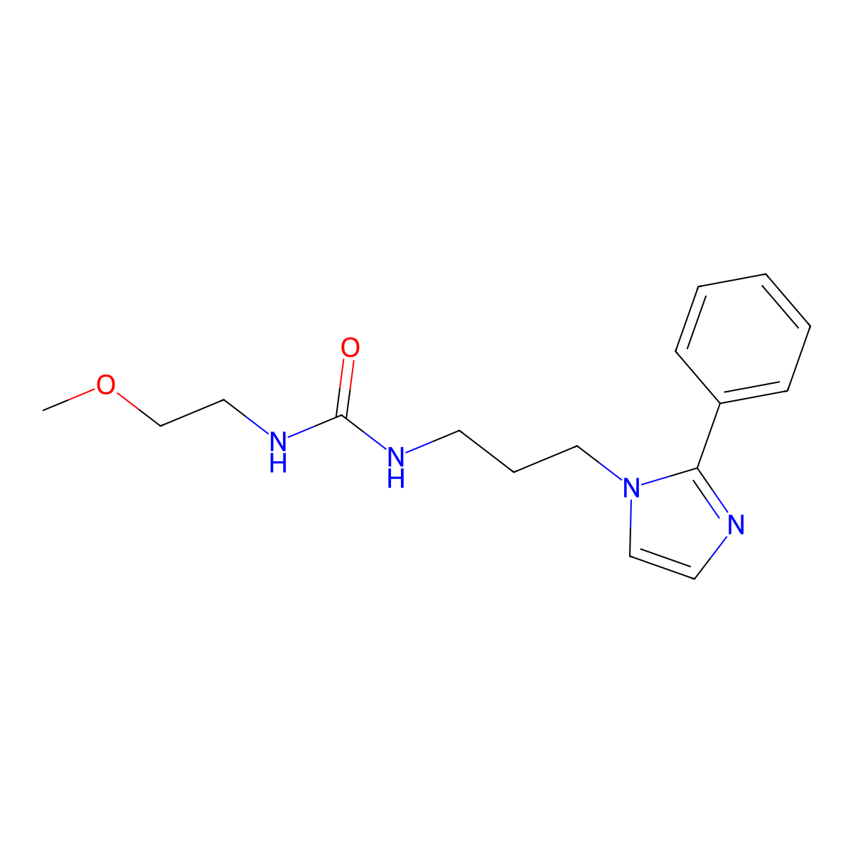 1-(2-methoxyethyl)-3-(3-(2-phenyl-1H-imidazol-1-yl)propyl)urea molecular structure, CAS 1421451-53-7