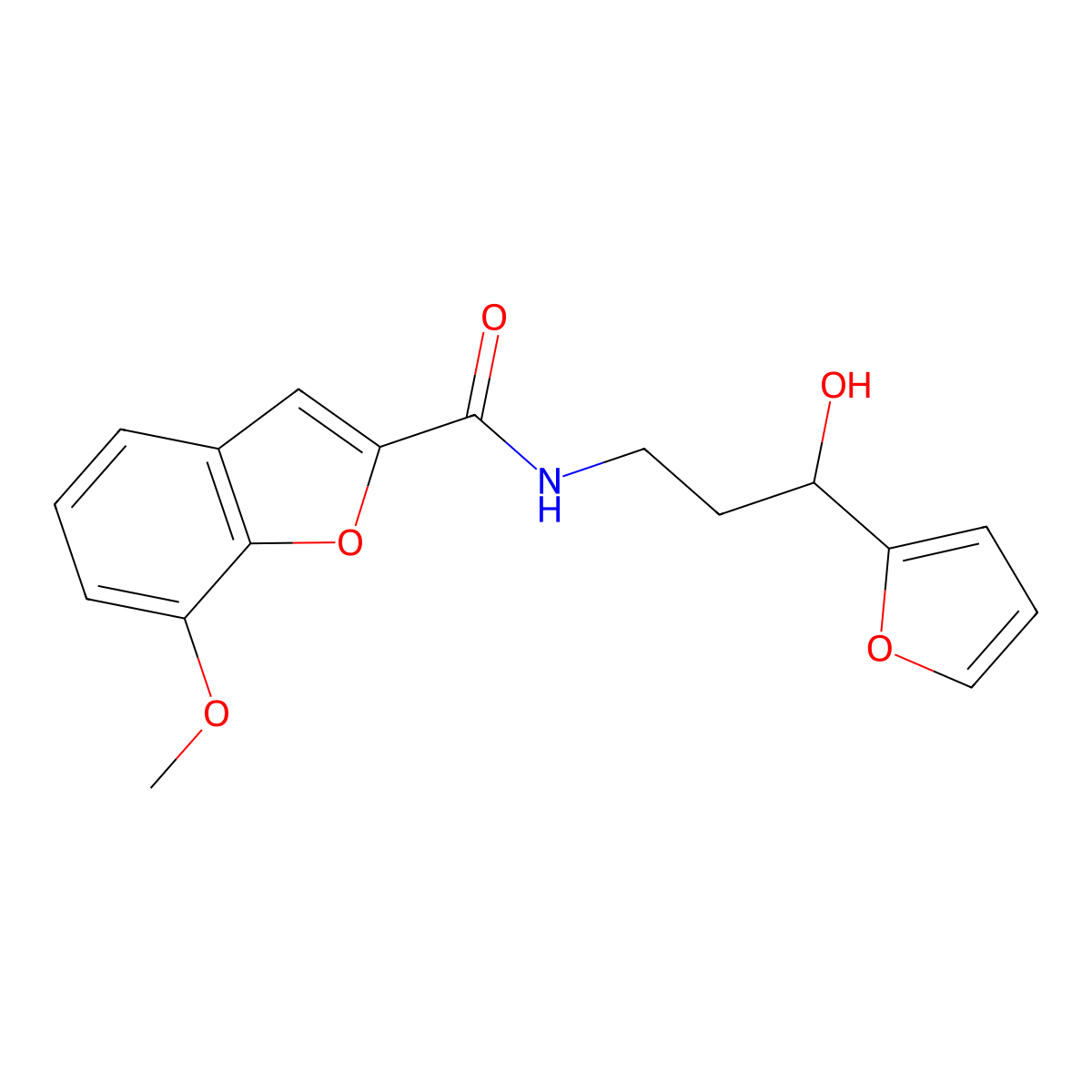 N-(3-(furan-2-yl)-3-hydroxypropyl)-7-methoxybenzofuran-2-carboxamide molecular structure, CAS 1421451-54-8