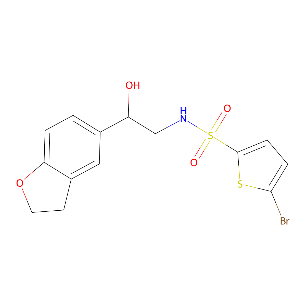 5-bromo-N-(2-(2,3-dihydrobenzofuran-5-yl)-2-hydroxyethyl)thiophene-2-sulfonamide molecular structure, CAS 1421451-58-2