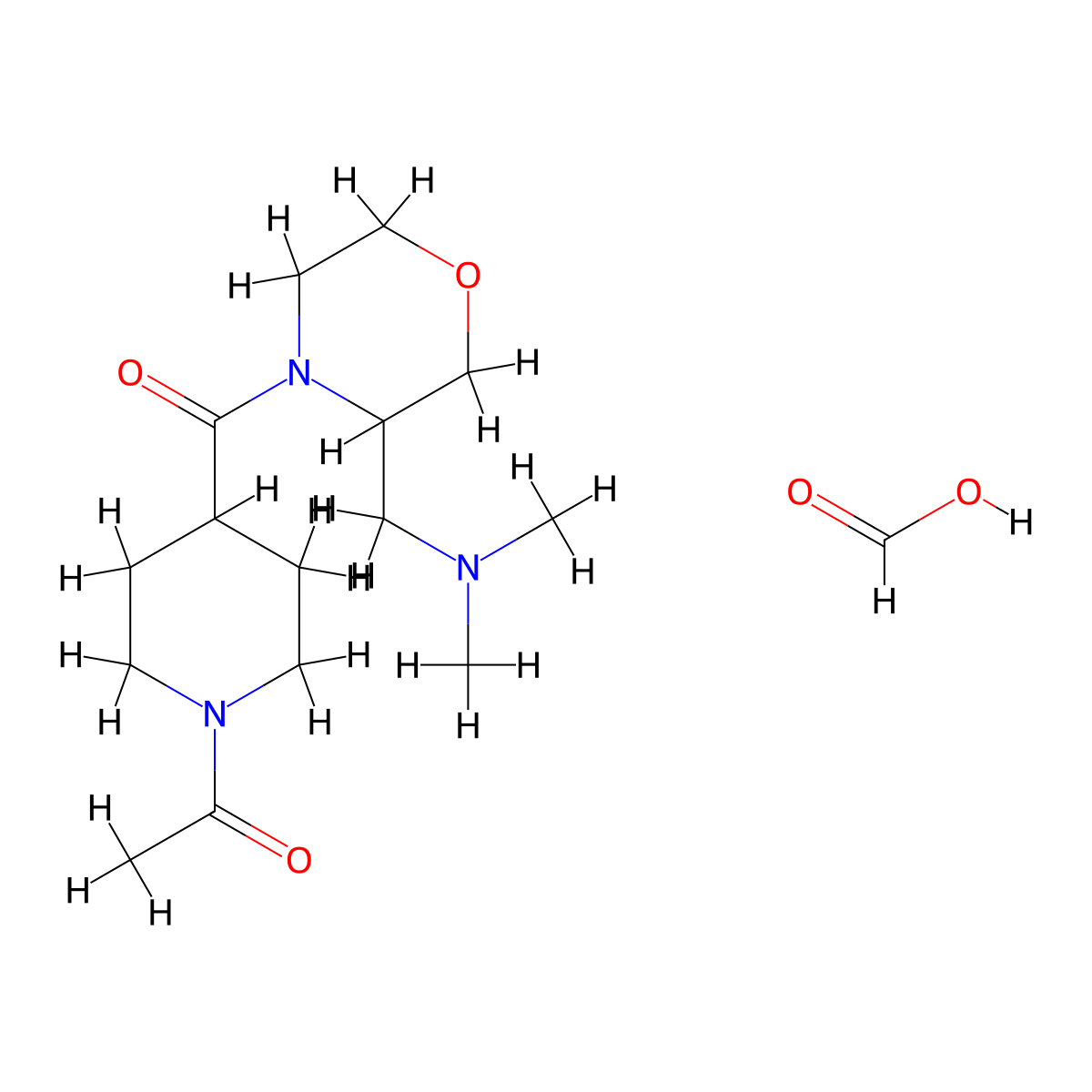 1-(4-(3-((Dimethylamino)methyl)morpholine-4-carbonyl)piperidin-1-yl)ethanone formate molecular structure, CAS 1421451-69-5