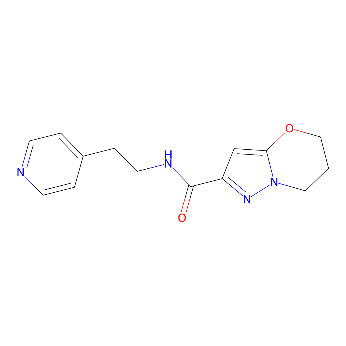 N-(2-(pyridin-4-yl)ethyl)-6,7-dihydro-5H-pyrazolo[5,1-b][1,3]oxazine-2-carboxamide molecular structure, CAS 1421451-72-0