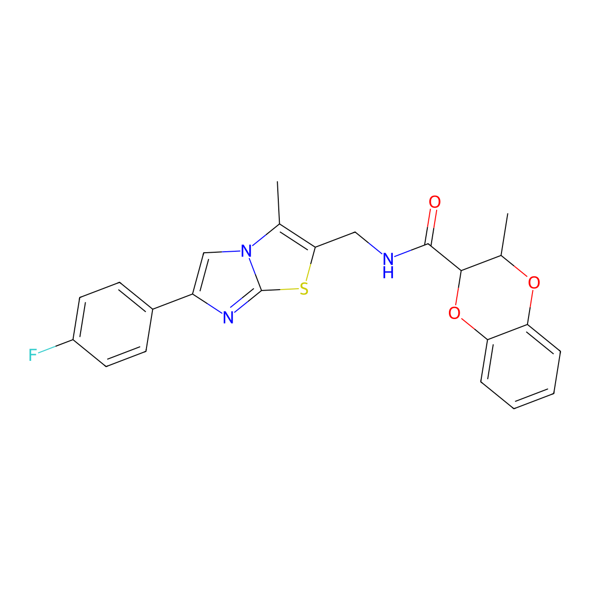 N-((6-(4-fluorophenyl)-3-methylimidazo[2,1-b]thiazol-2-yl)methyl)-3-methyl-2,3-dihydrobenzo[b][1,4]dioxine-2-carboxamide molecular structure, CAS 1421451-81-1