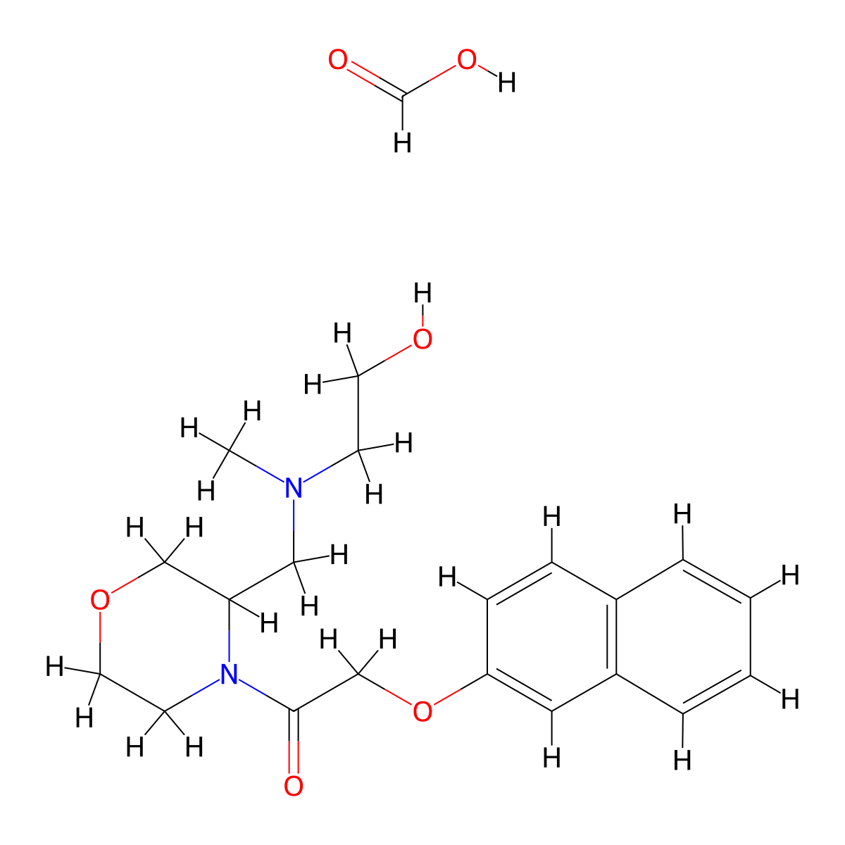 1-(3-(((2-Hydroxyethyl)(methyl)amino)methyl)morpholino)-2-(naphthalen-2-yloxy)ethanone formate molecular structure, CAS 1421451-91-3