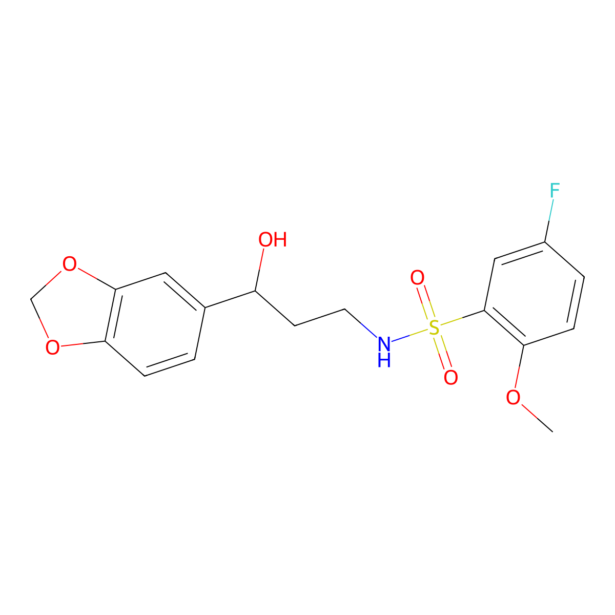 N-(3-(benzo[d][1,3]dioxol-5-yl)-3-hydroxypropyl)-5-fluoro-2-methoxybenzenesulfonamide molecular structure, CAS 1421451-92-4