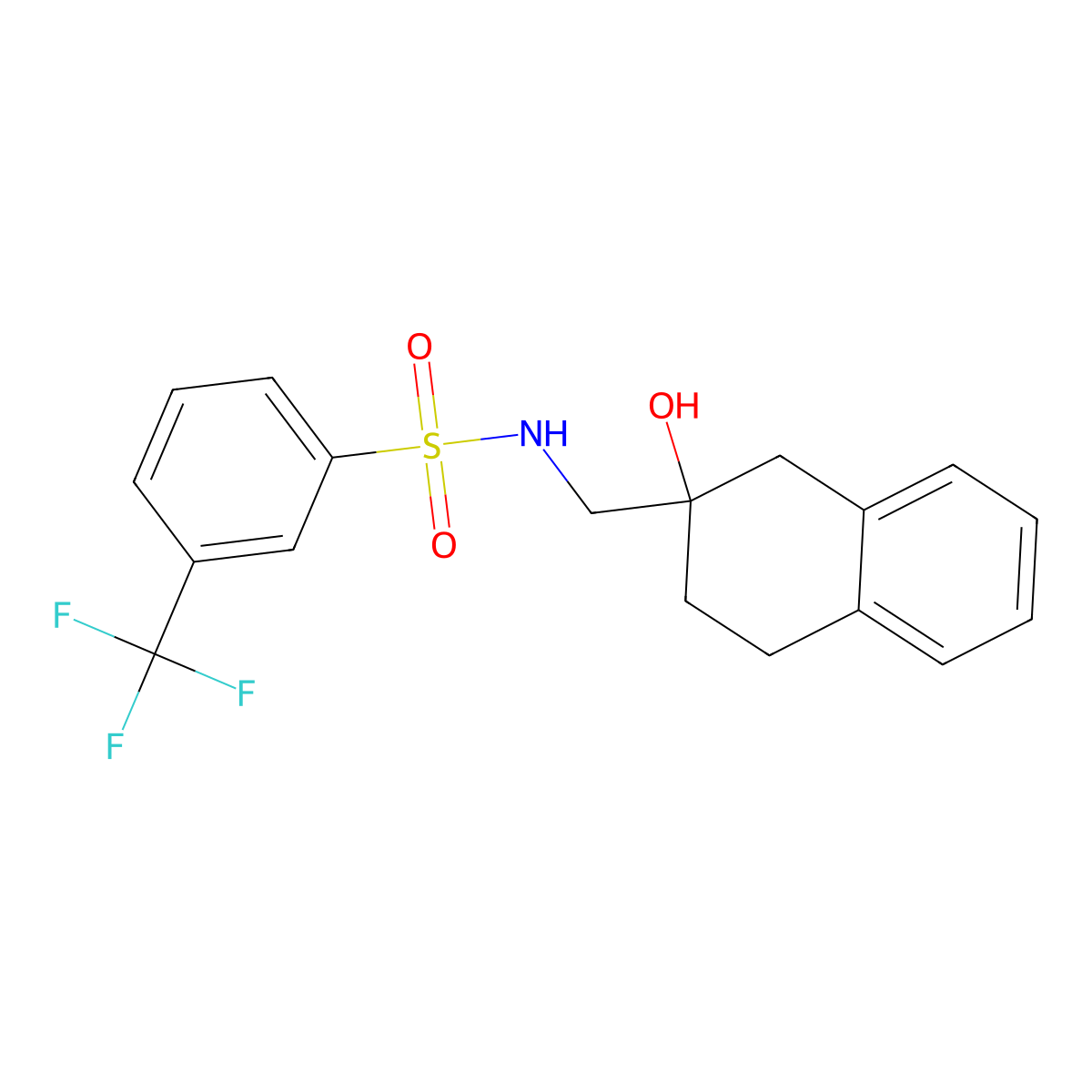 N-((2-hydroxy-1,2,3,4-tetrahydronaphthalen-2-yl)methyl)-3-(trifluoromethyl)benzenesulfonamide molecular structure, CAS 1421451-94-6